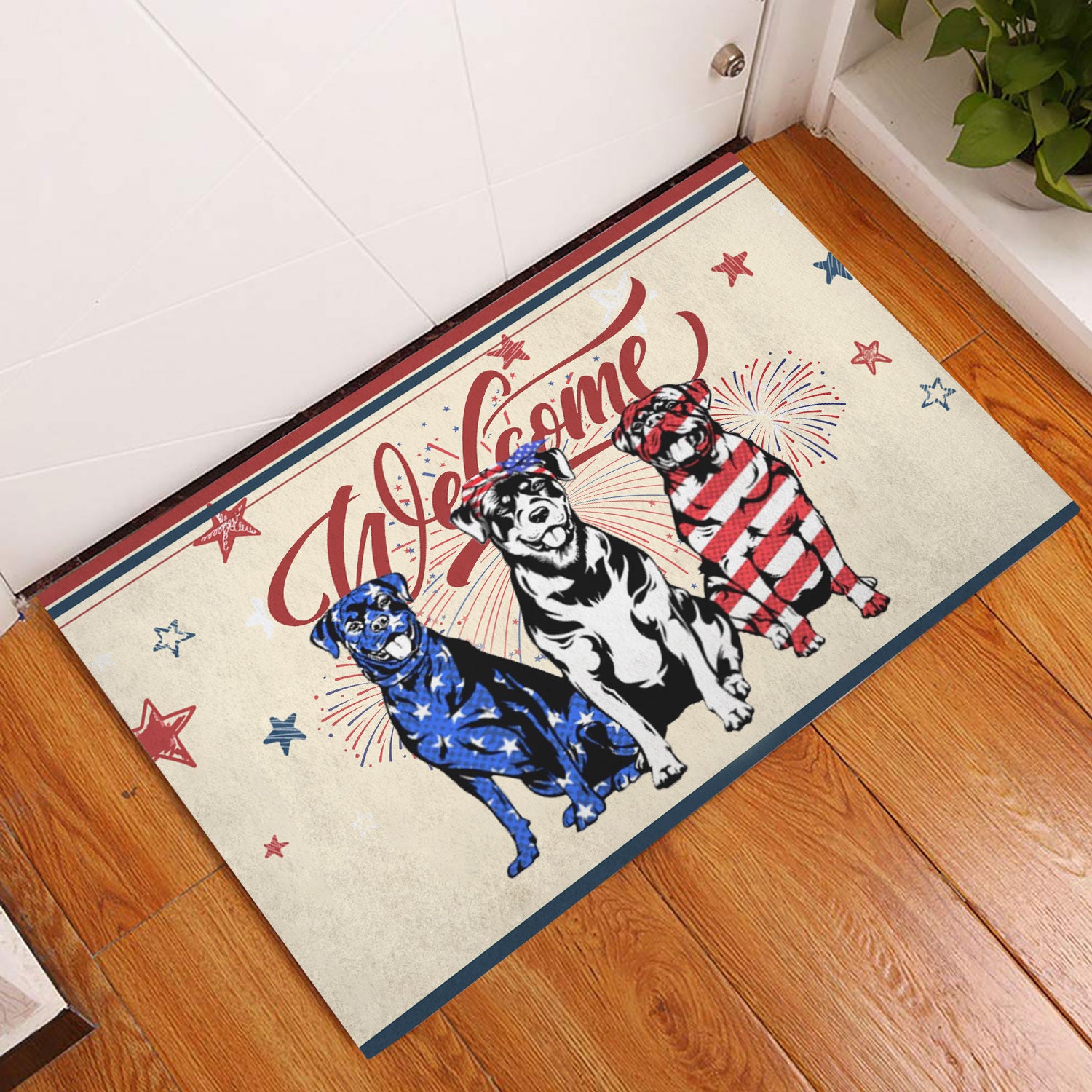 Ohaprints-Doormat-Outdoor-Indoor-Rottweiler-Dog-Patriotic-American-4Th-Of-July-Independence-Day-Rubber-Door-Mat-1176-