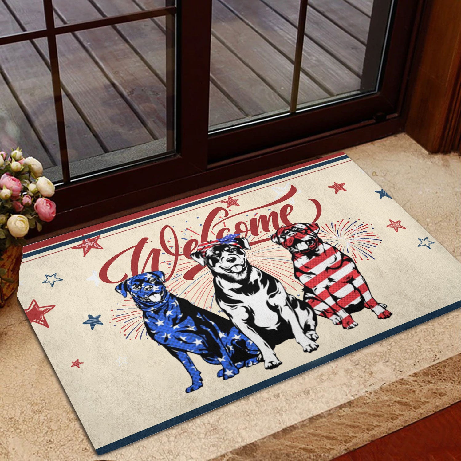 Ohaprints-Doormat-Outdoor-Indoor-Rottweiler-Dog-Patriotic-American-4Th-Of-July-Independence-Day-Rubber-Door-Mat-1176-