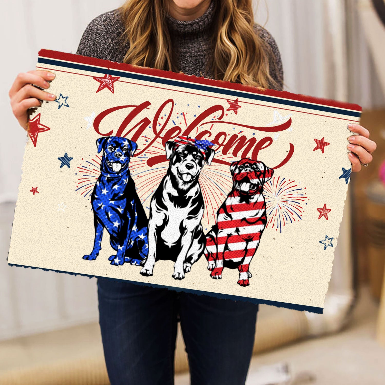 Ohaprints-Doormat-Outdoor-Indoor-Rottweiler-Dog-Patriotic-American-4Th-Of-July-Independence-Day-Rubber-Door-Mat-1176-