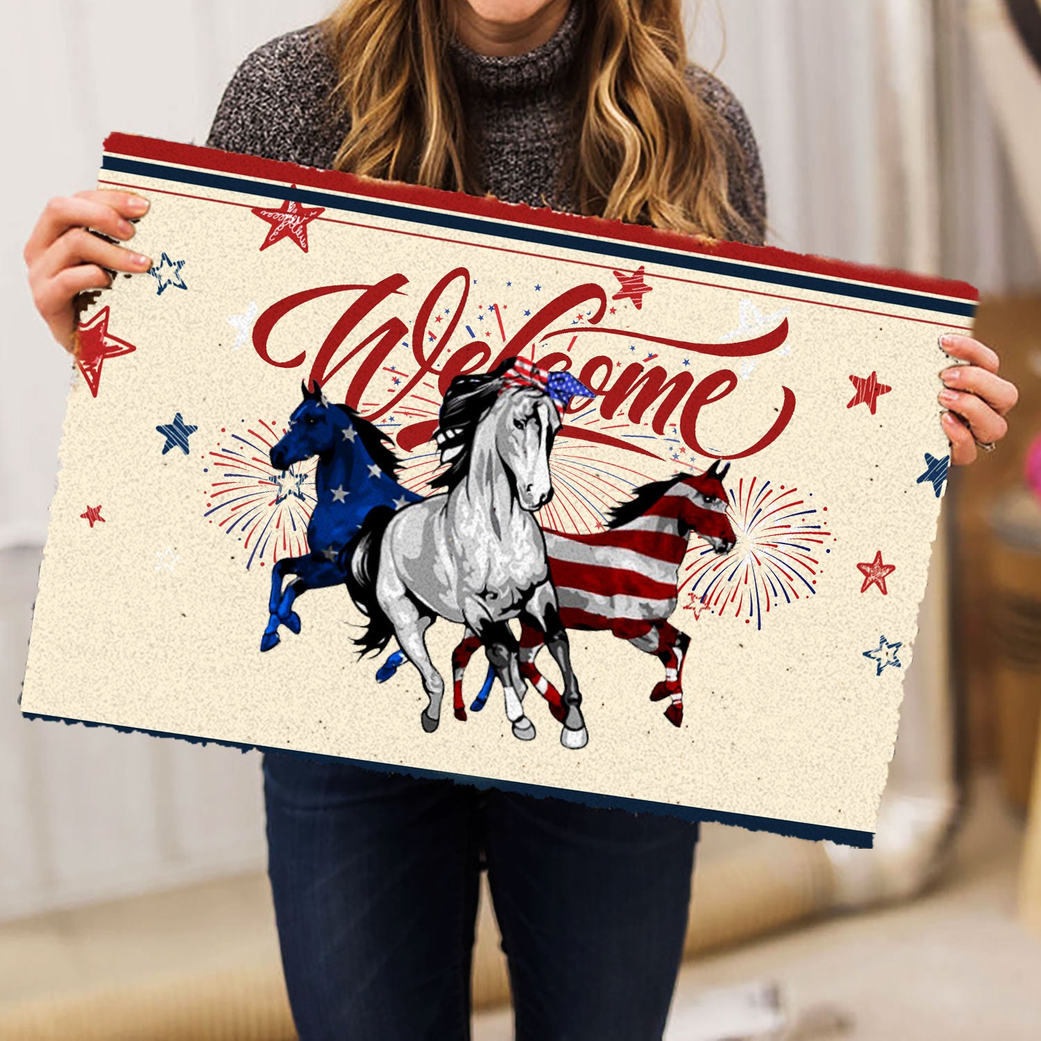 Ohaprints-Doormat-Outdoor-Indoor-Horses-Patriotic-American-Firework-4Th-Of-July-Independence-Day-Rubber-Door-Mat-484-