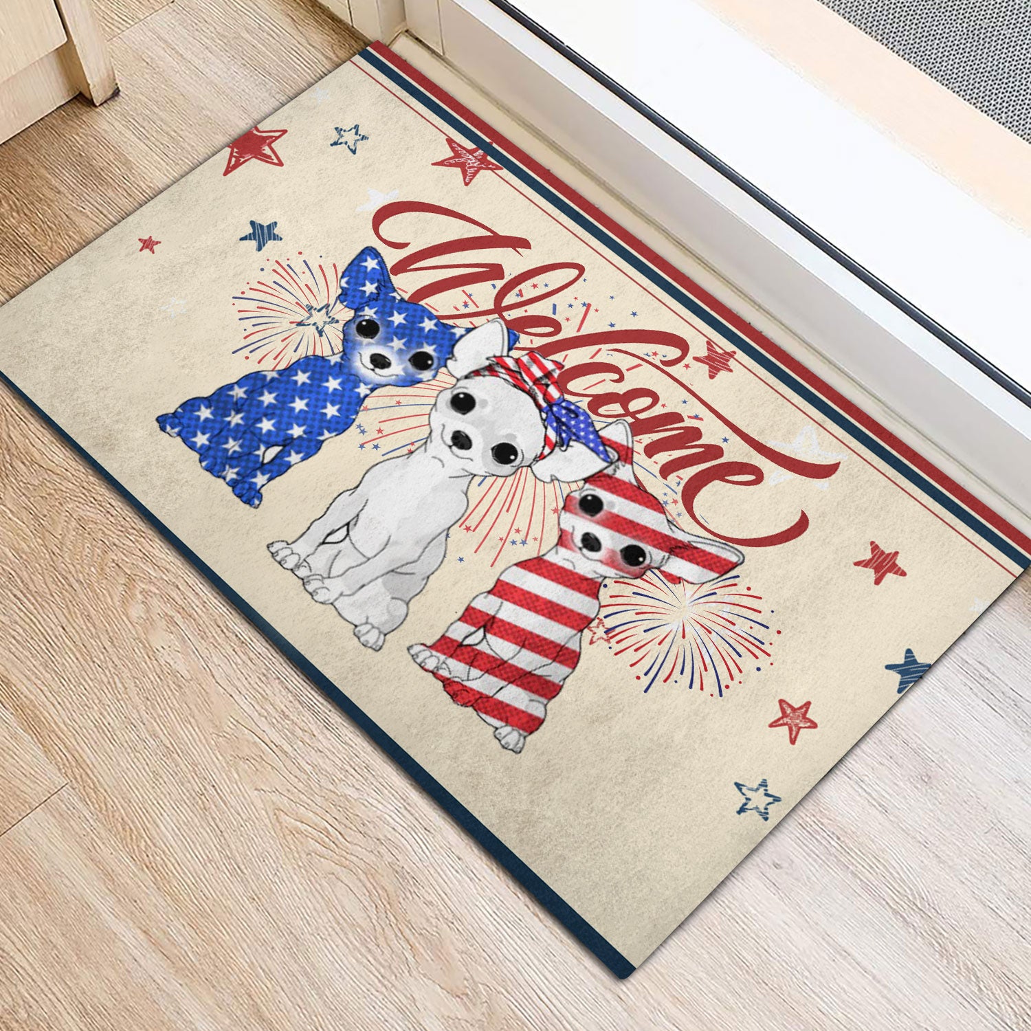 Ohaprints-Doormat-Outdoor-Indoor-Chihuahua-Patriotic-American-Firework-4Th-July-Independence-Day-Rubber-Door-Mat-1147-