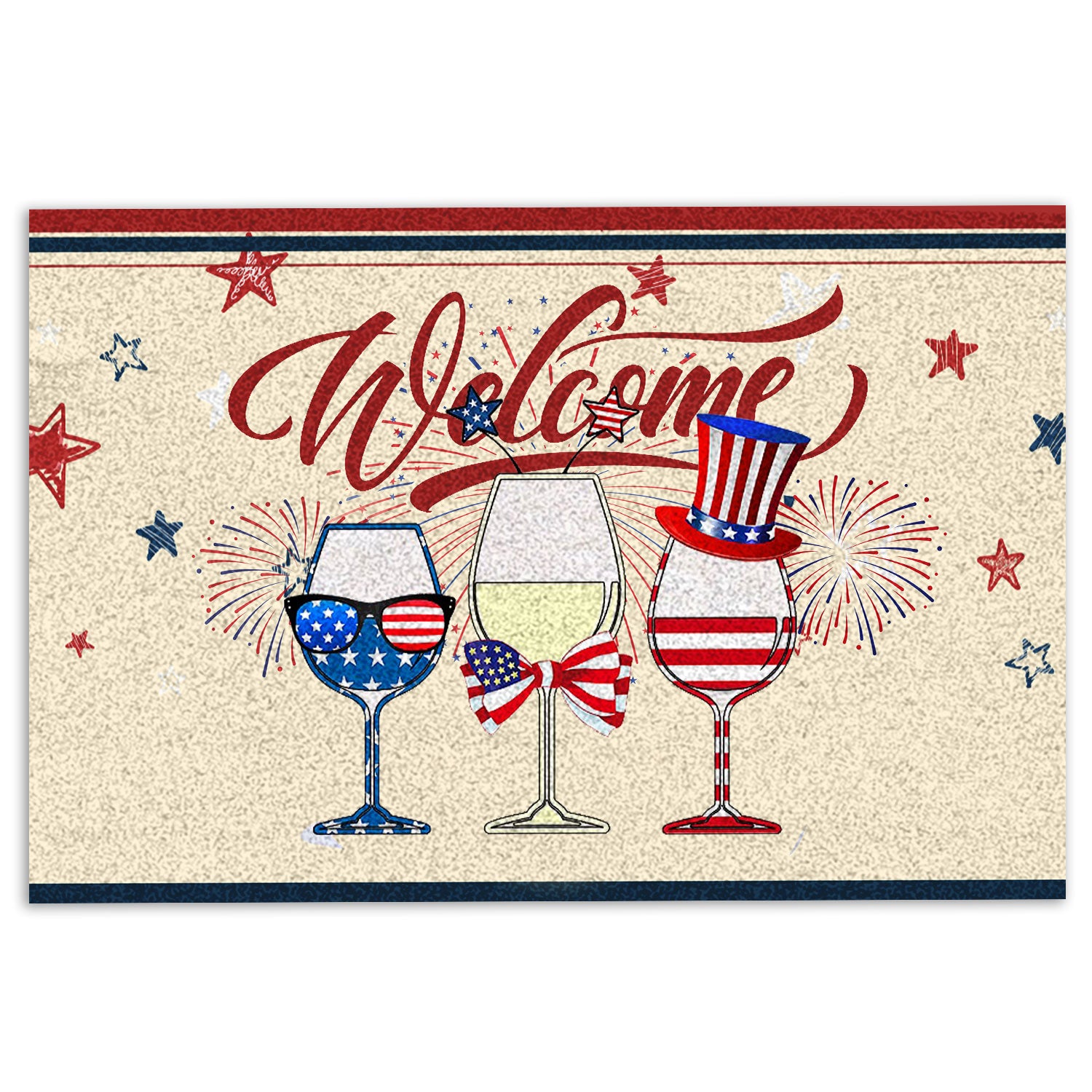 Ohaprints-Doormat-Outdoor-Indoor-Wine-Patriotic-American-Firework-4Th-Of-July-Independence-Day-Rubber-Door-Mat-1148-18'' x 30''