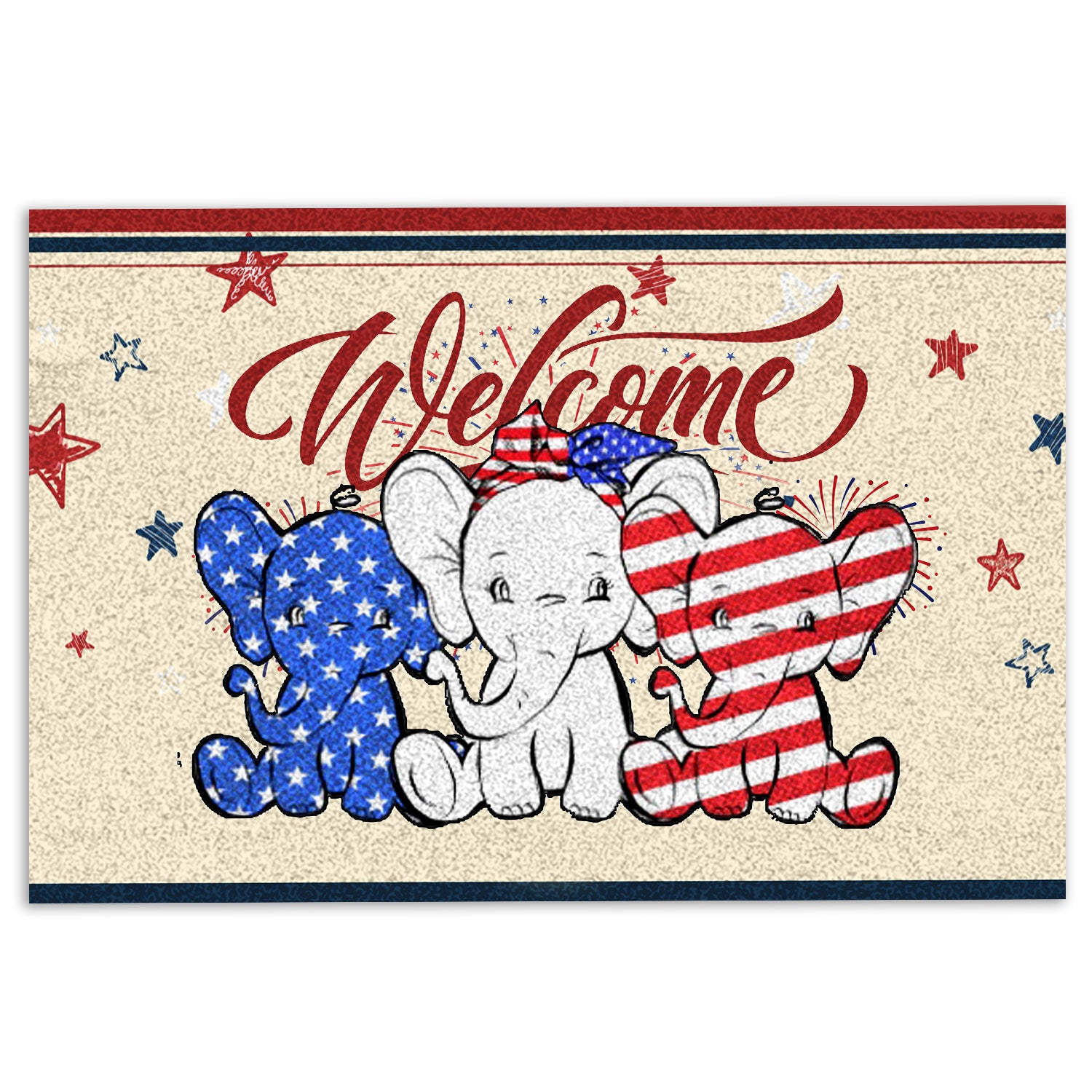 Ohaprints-Doormat-Outdoor-Indoor-Elephant-Patriotic-American-Firework-4Th-July-Independence-Day-Rubber-Door-Mat-1149-18'' x 30''