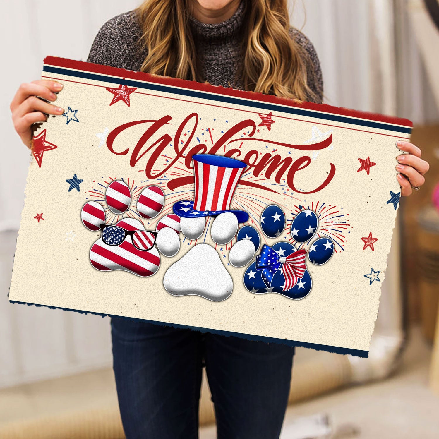 Ohaprints-Doormat-Outdoor-Indoor-Dog-Paw-Patriotic-American-Firework-4Th-Of-July-Independence-Day-Rubber-Door-Mat-1150-