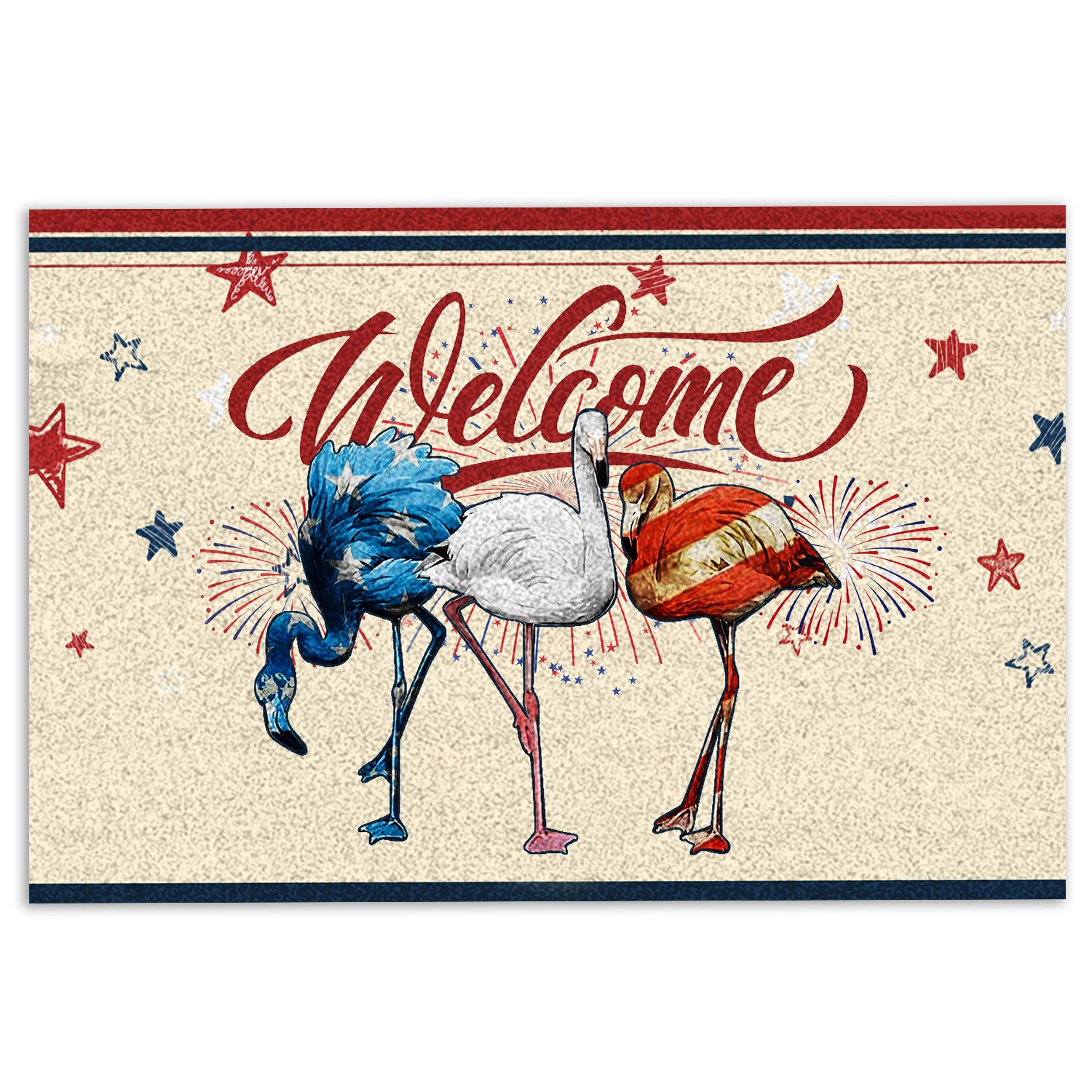 Ohaprints-Doormat-Outdoor-Indoor-Flamingo-Patriotic-America-Firework-4Th-Of-July-Independence-Day-Rubber-Door-Mat-1152-18'' x 30''