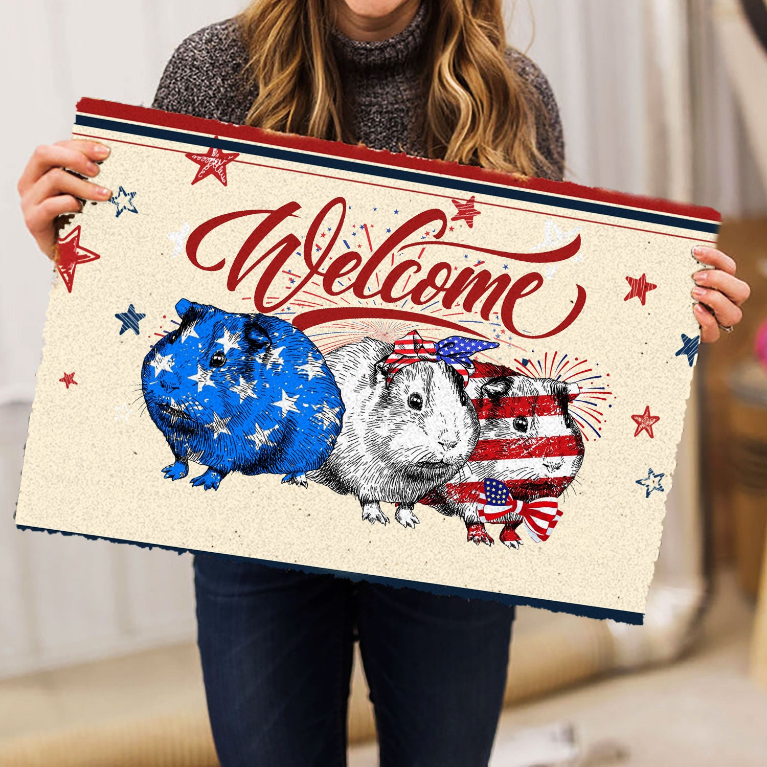 Ohaprints-Doormat-Outdoor-Indoor-Guinea-Pig-Patriotic-American-Firework-4Th-July-Independence-Day-Rubber-Door-Mat-1153-