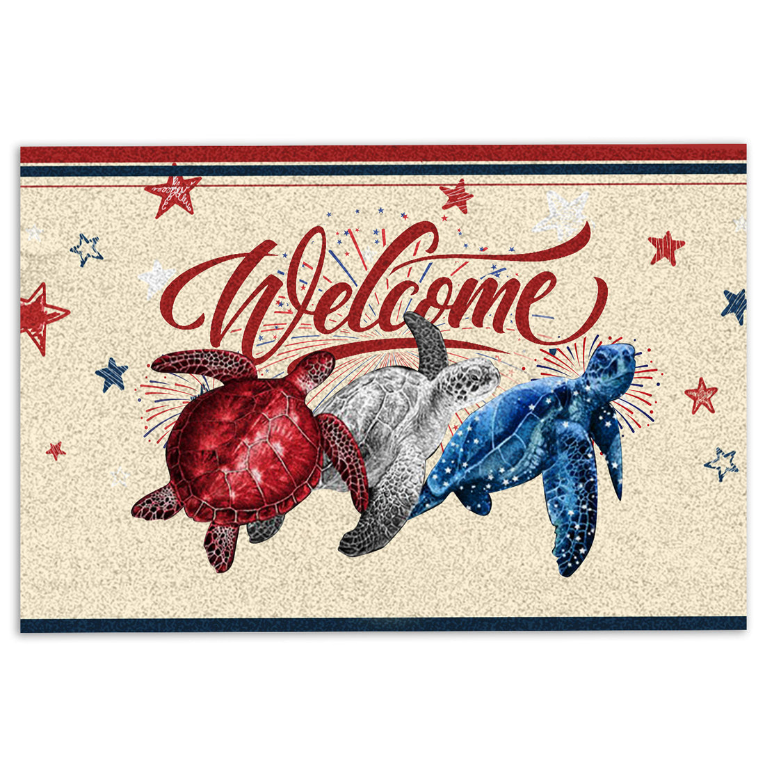 Ohaprints-Doormat-Outdoor-Indoor-Turtle-Patriots-Patriotic-American-4Th-Of-July-Independence-Day-Rubber-Door-Mat-1154-18'' x 30''