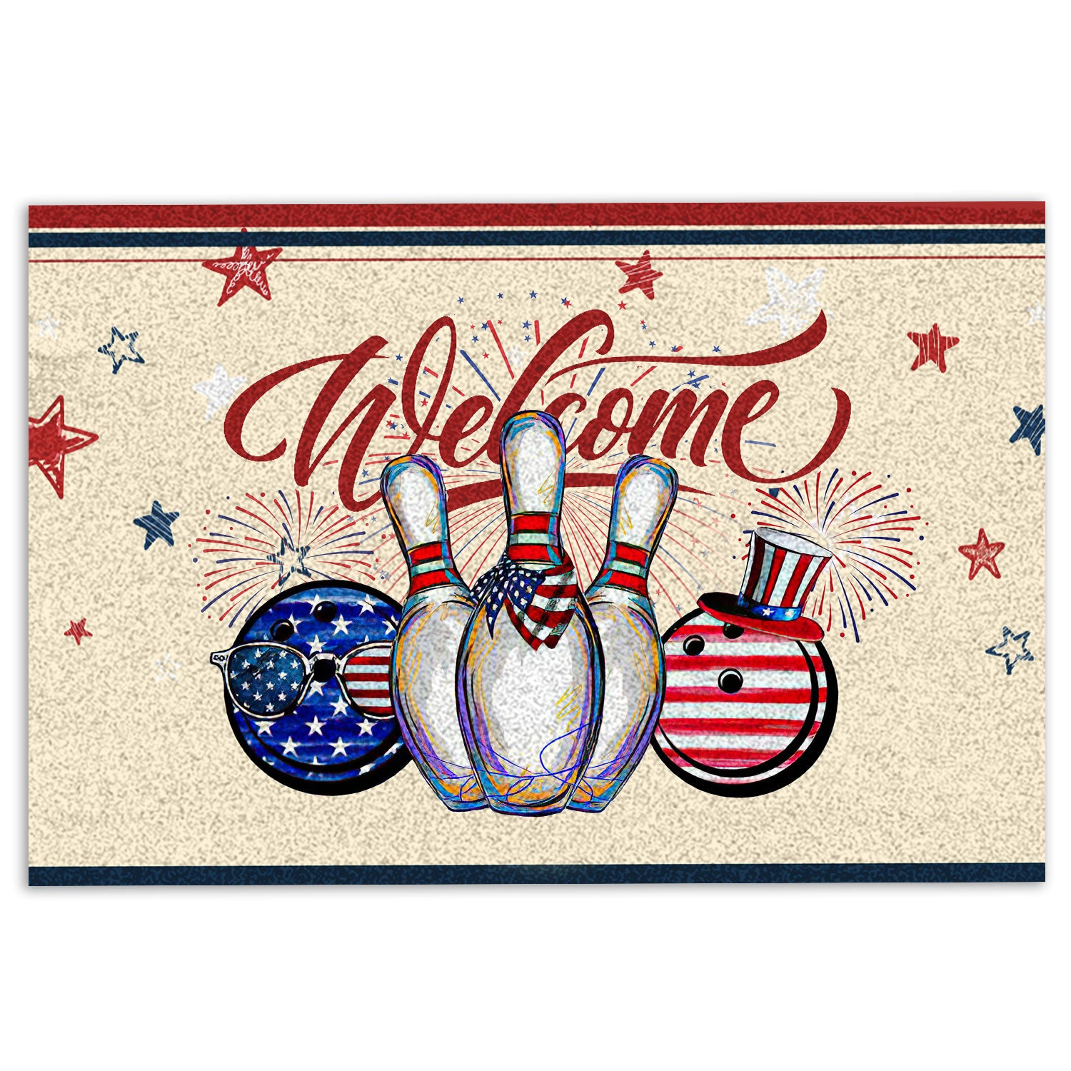 Ohaprints-Doormat-Outdoor-Indoor-Bowling-Patriotic-American-Firework-4Th-Of-July-Independence-Day-Rubber-Door-Mat-1155-18'' x 30''