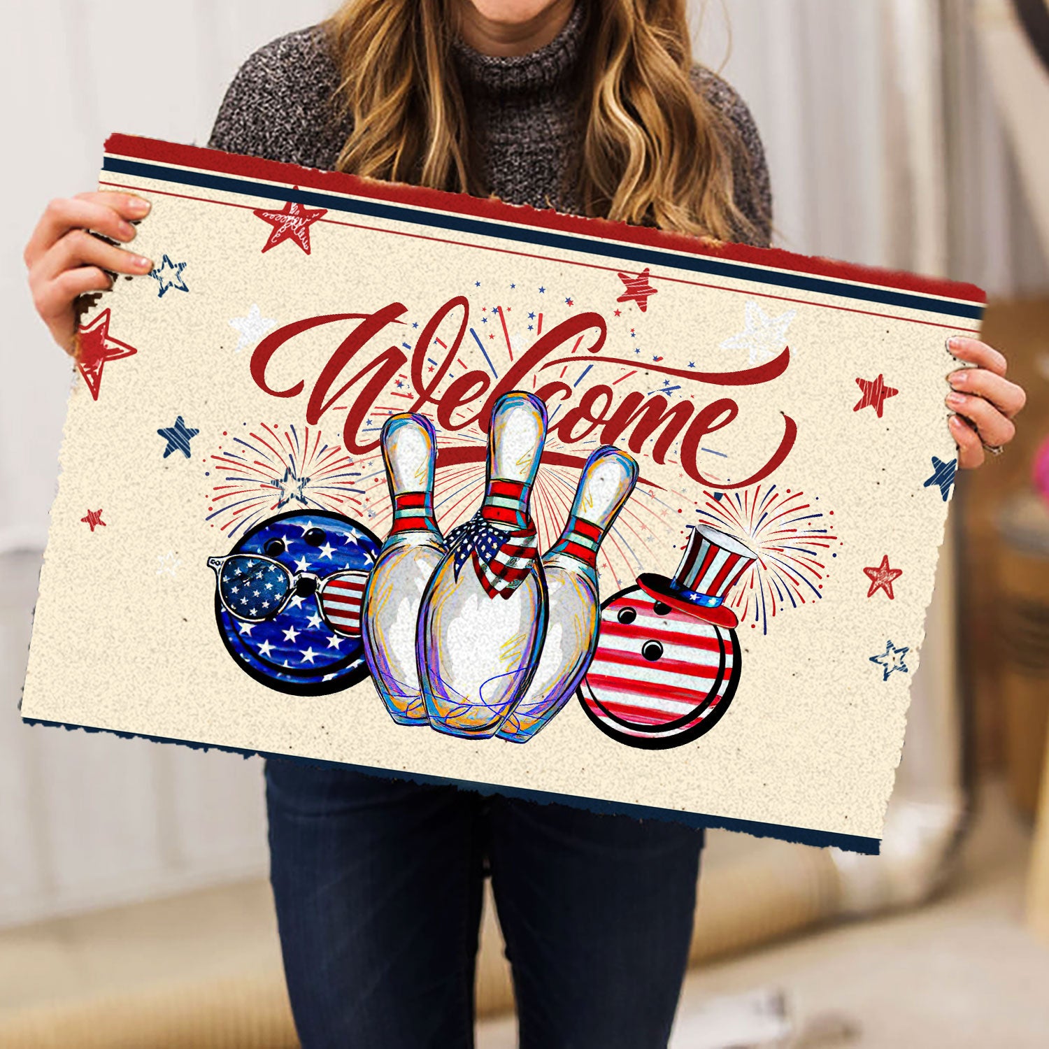 Ohaprints-Doormat-Outdoor-Indoor-Bowling-Patriotic-American-Firework-4Th-Of-July-Independence-Day-Rubber-Door-Mat-1155-