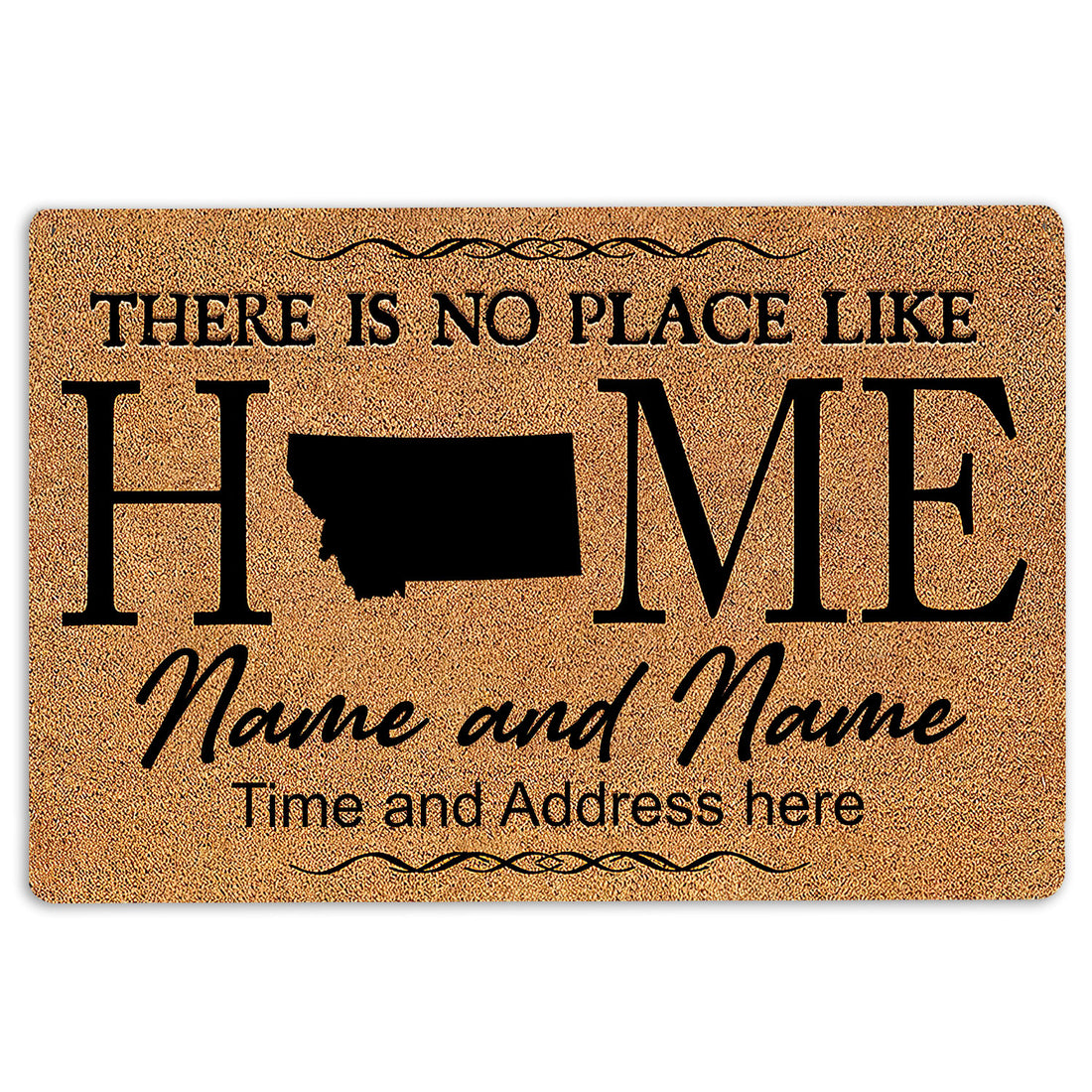 Ohaprints-Doormat-Outdoor-Indoor-Place-Like-Home-Montana-Custom-Personalized-Name-Number-Rubber-Door-Mat-134-18'' x 30''