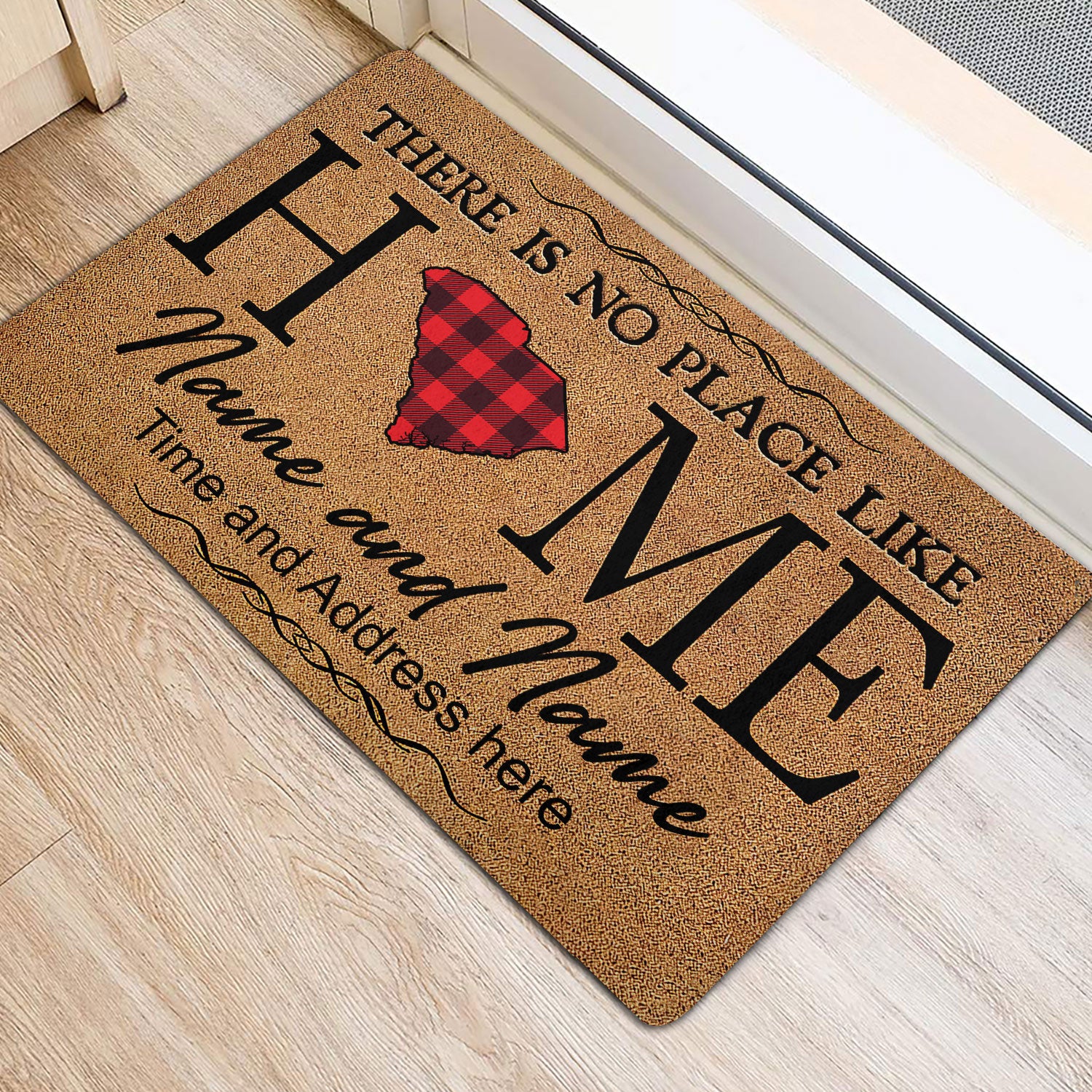 Ohaprints-Doormat-Outdoor-Indoor-South-Carolina-Red-Plaid-Pattern-Custom-Personalized-Name-Number-Rubber-Door-Mat-139-