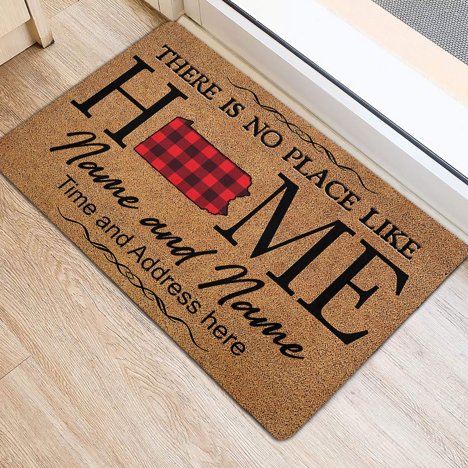 Ohaprints-Doormat-Outdoor-Indoor-Pennsylvania-Red-Plaid-Pattern-Custom-Personalized-Name-Number-Rubber-Door-Mat-143-