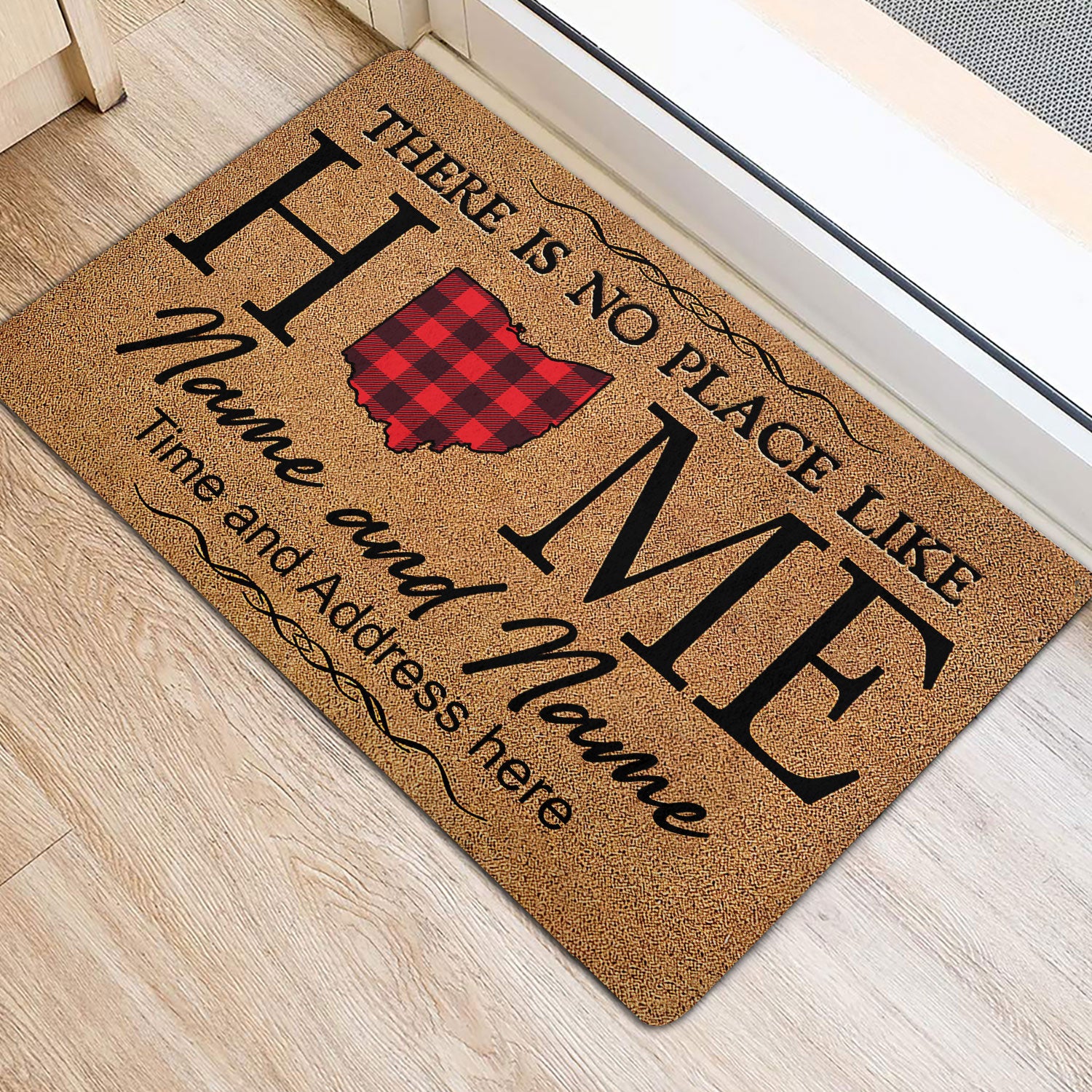 Ohaprints-Doormat-Outdoor-Indoor-Ohio-Red-Plaid-Pattern-Custom-Personalized-Name-Number-Rubber-Door-Mat-145-