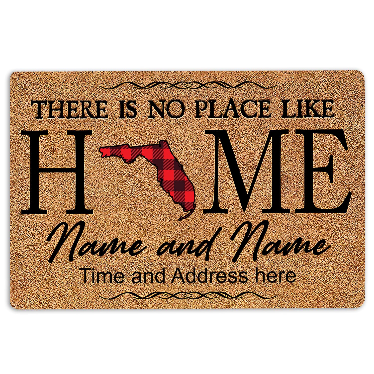 Ohaprints-Doormat-Outdoor-Indoor-Florida-Red-Plaid-Pattern-Custom-Personalized-Name-Number-Rubber-Door-Mat-149-18'' x 30''