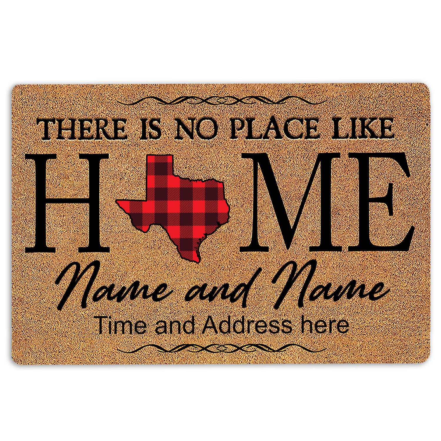 Ohaprints-Doormat-Outdoor-Indoor-Texas-Red-Plaid-Pattern-Custom-Personalized-Name-Number-Rubber-Door-Mat-151-18'' x 30''