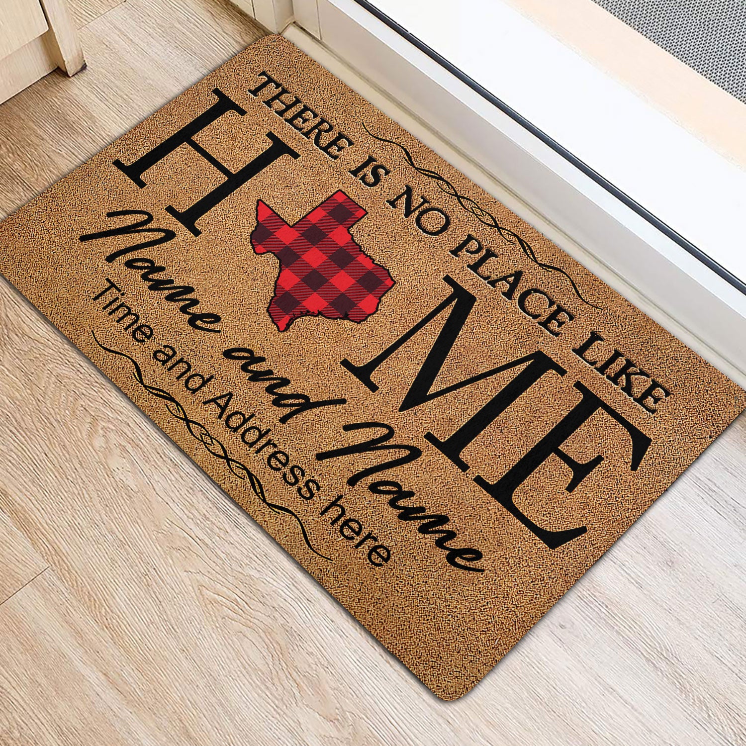 Ohaprints-Doormat-Outdoor-Indoor-Texas-Red-Plaid-Pattern-Custom-Personalized-Name-Number-Rubber-Door-Mat-151-