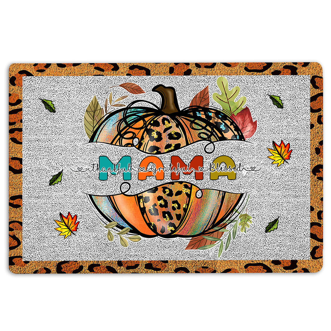Ohaprints-Doormat-Outdoor-Indoor-Thanksgiving-Pumpkin-Mama-Greatful-Thankful-Blessed-Rubber-Door-Mat-34-18'' x 30''