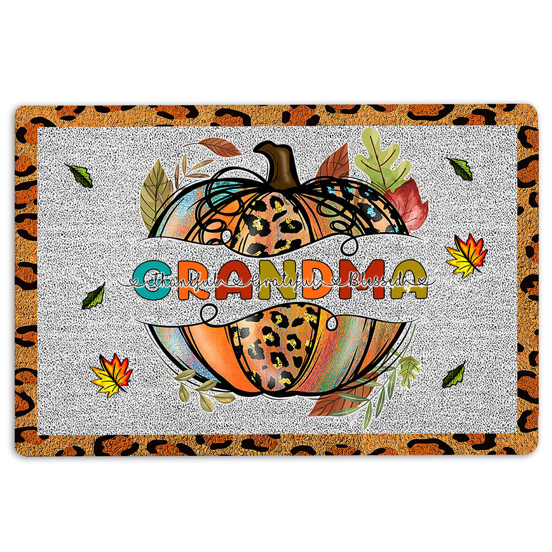 Ohaprints-Doormat-Outdoor-Indoor-Thanksgiving-Pumpkin-Grandma-Greatful-Thankful-Blessed-Rubber-Door-Mat-37-18'' x 30''