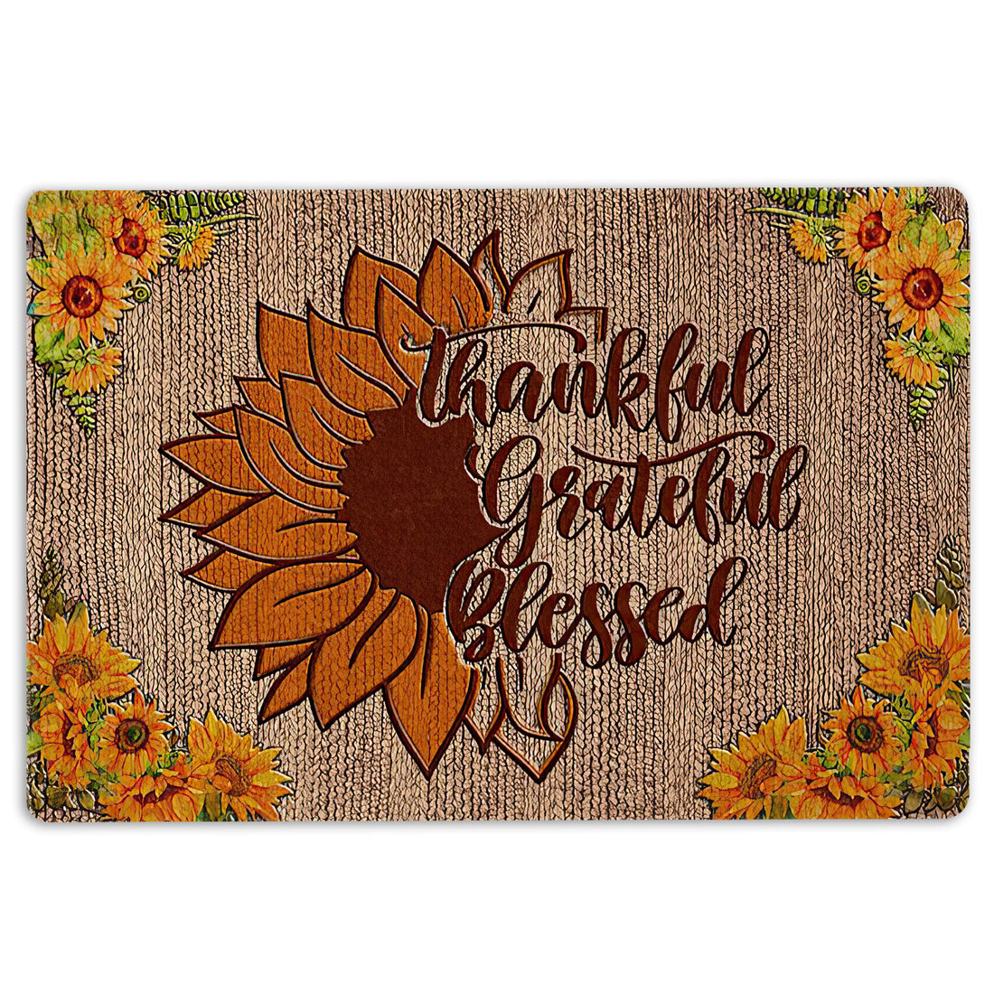 Ohaprints-Doormat-Outdoor-Indoor-Happy-Thanksgiving-Greatful-Thankful-Blessed-Sunflower-Rubber-Door-Mat-41-18'' x 30''