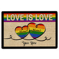 Ohaprints-Doormat-Outdoor-Indoor-Lgbt-Pride-Love-Is-Love-Custom-Personalized-Name-Rubber-Door-Mat-194-18'' x 30''