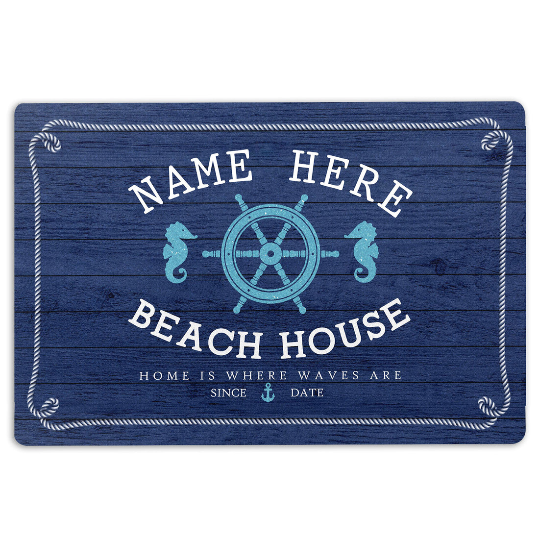 Ohaprints-Doormat-Outdoor-Indoor-Navy-Beach-House-Seahorse-Custom-Personalized-Name-Number-Rubber-Door-Mat-199-18'' x 30''