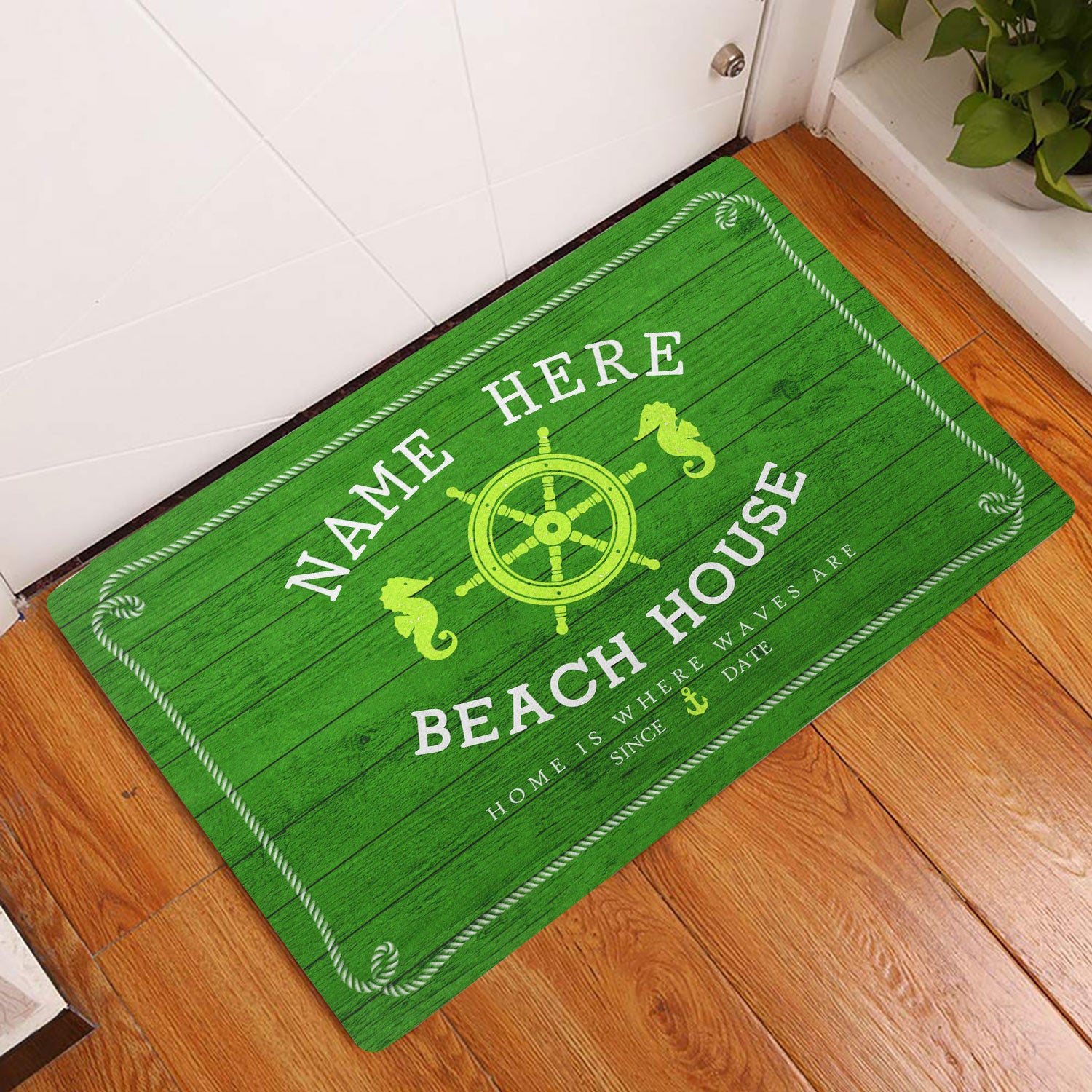 Ohaprints-Doormat-Outdoor-Indoor-Green-Beach-House-Seahorse-Custom-Personalized-Name-Number-Rubber-Door-Mat-201-