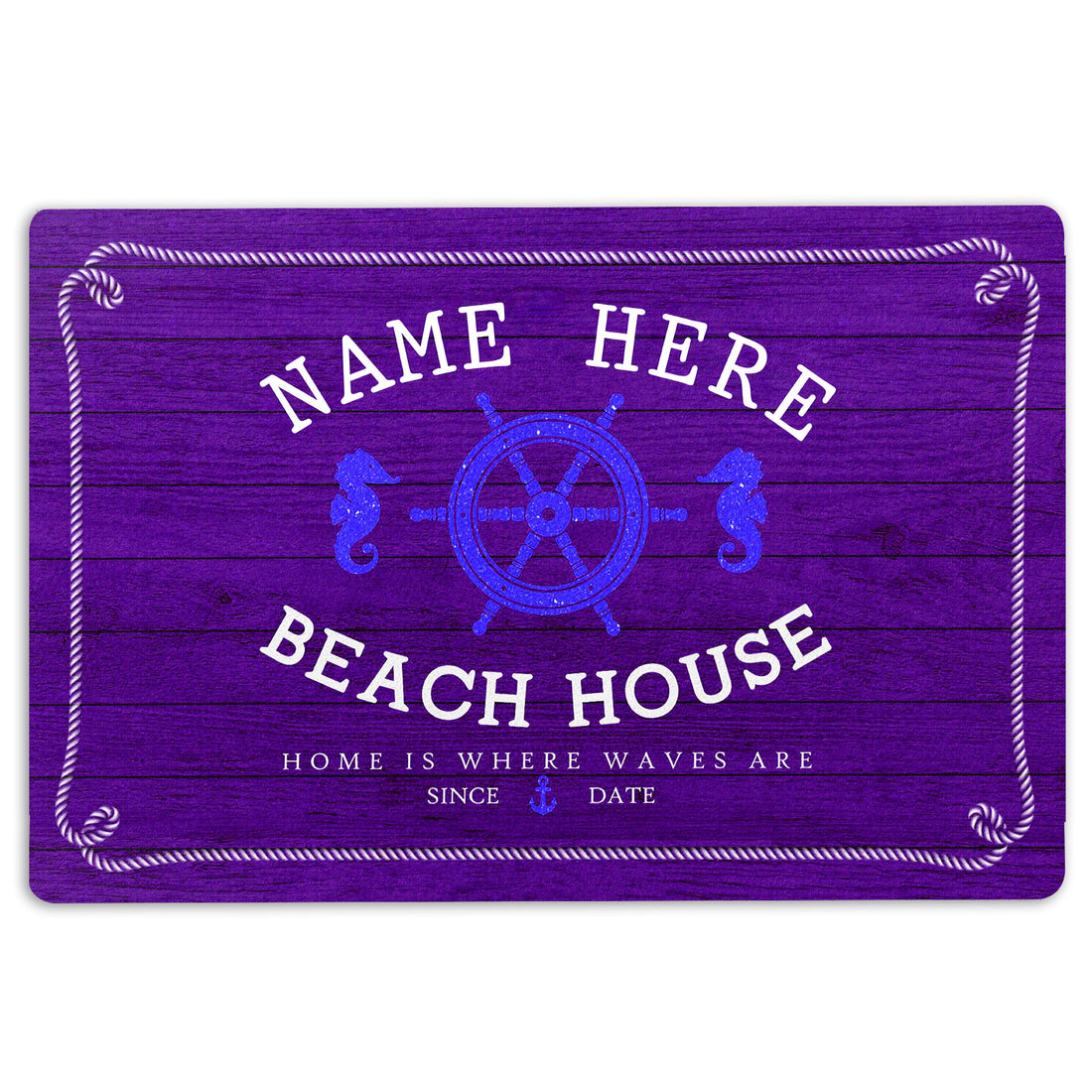 Ohaprints-Doormat-Outdoor-Indoor-Purple-Beach-House-Seahorse-Custom-Personalized-Name-Number-Rubber-Door-Mat-202-18'' x 30''