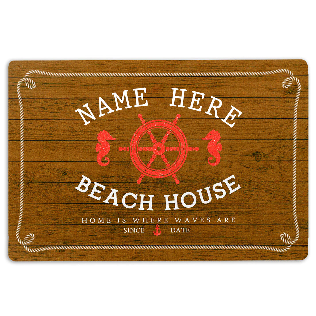 Ohaprints-Doormat-Outdoor-Indoor-Wooden-Beach-House-Seahorse-Custom-Personalized-Name-Number-Rubber-Door-Mat-203-18'' x 30''