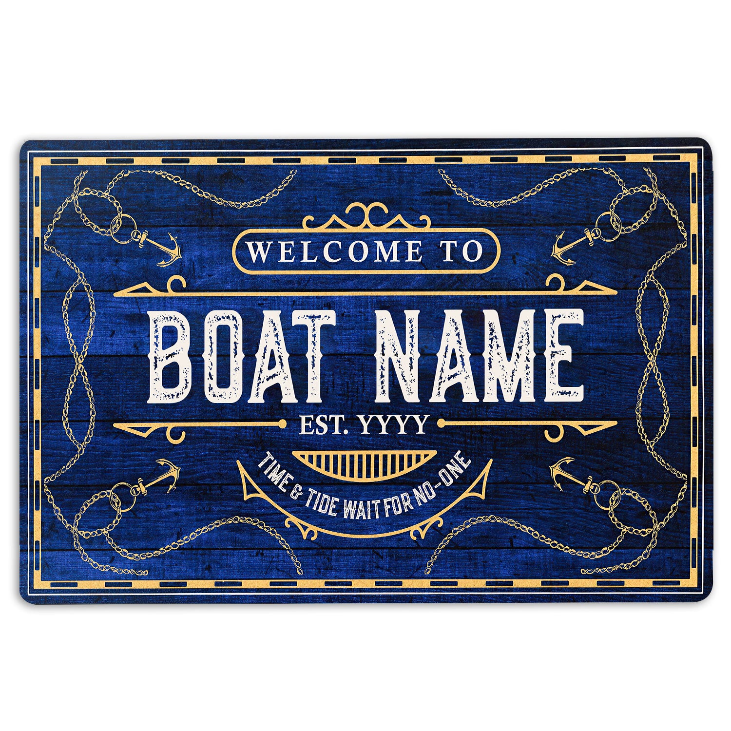 Ohaprints-Doormat-Outdoor-Indoor-Welcome-To-Navy-Boat-House-Custom-Personalized-Name-Number-Rubber-Door-Mat-204-18'' x 30''