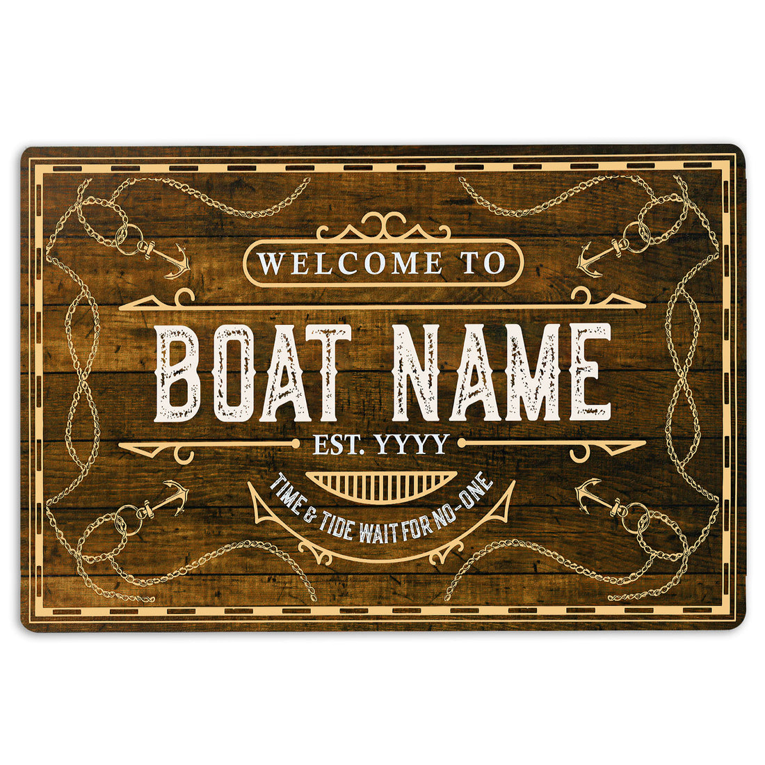 Ohaprints-Doormat-Outdoor-Indoor-Welcome-To-Wooden-Boat-House-Custom-Personalized-Name-Number-Rubber-Door-Mat-205-18'' x 30''