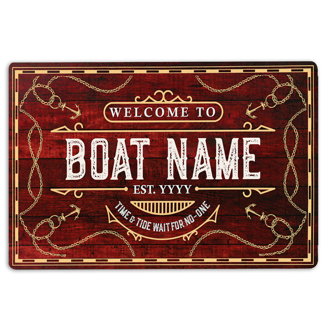 Ohaprints-Doormat-Outdoor-Indoor-Welcome-To-Red-Boat-House-Custom-Personalized-Name-Number-Rubber-Door-Mat-206-18'' x 30''