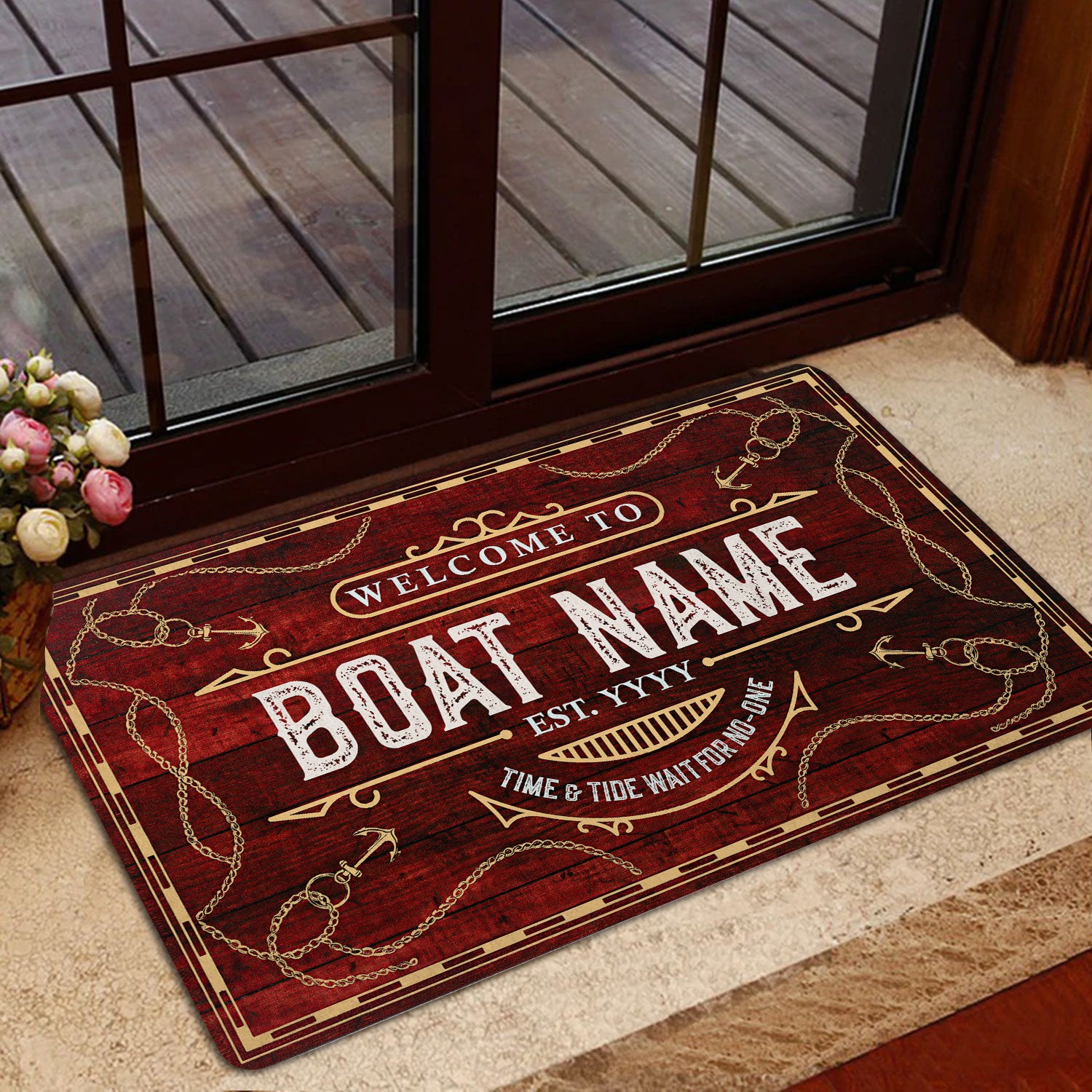 Ohaprints-Doormat-Outdoor-Indoor-Welcome-To-Red-Boat-House-Custom-Personalized-Name-Number-Rubber-Door-Mat-206-