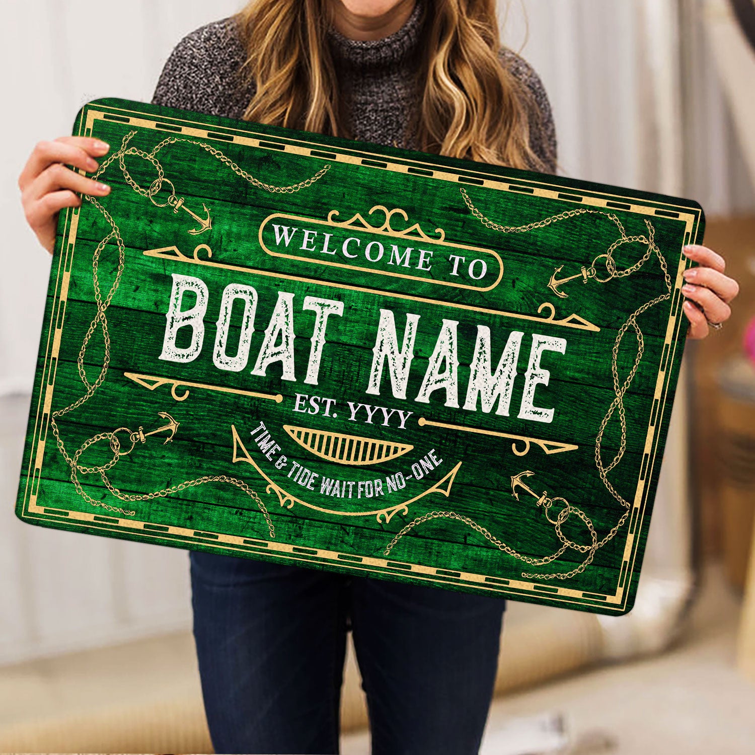 Ohaprints-Doormat-Outdoor-Indoor-Welcome-To-Green-Boat-House-Custom-Personalized-Name-Number-Rubber-Door-Mat-208-