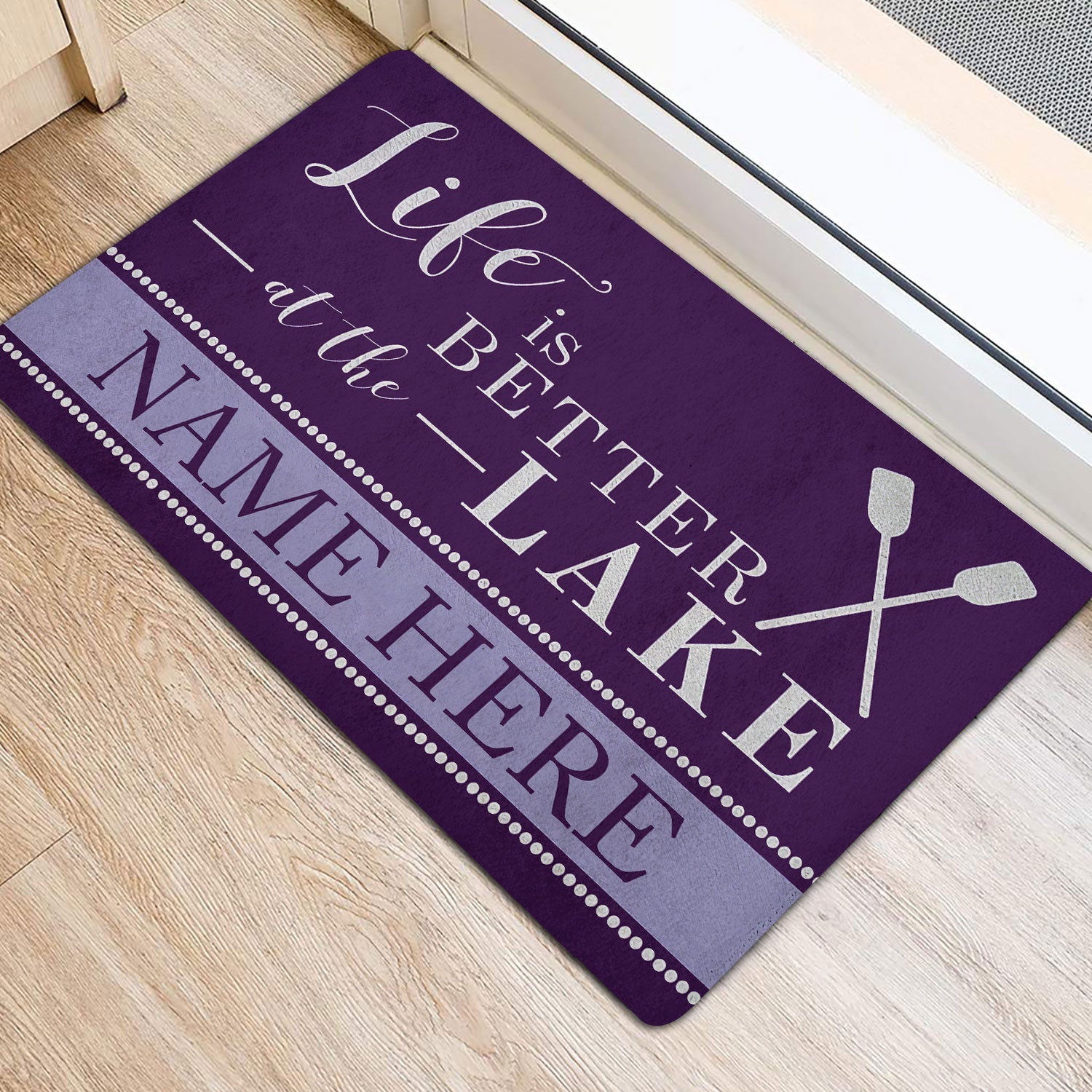 Ohaprints-Doormat-Outdoor-Indoor-Purple-Lake-House-Life-Custom-Personalized-Name-Rubber-Door-Mat-211-