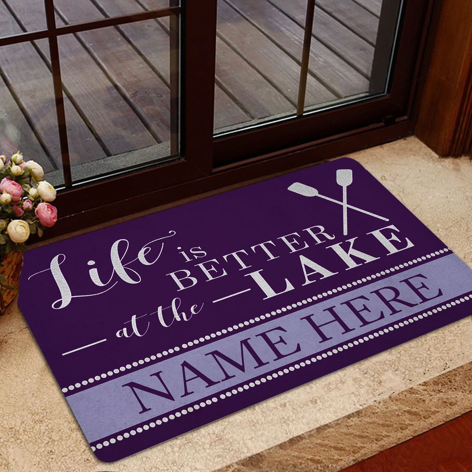 Ohaprints-Doormat-Outdoor-Indoor-Purple-Lake-House-Life-Custom-Personalized-Name-Rubber-Door-Mat-211-