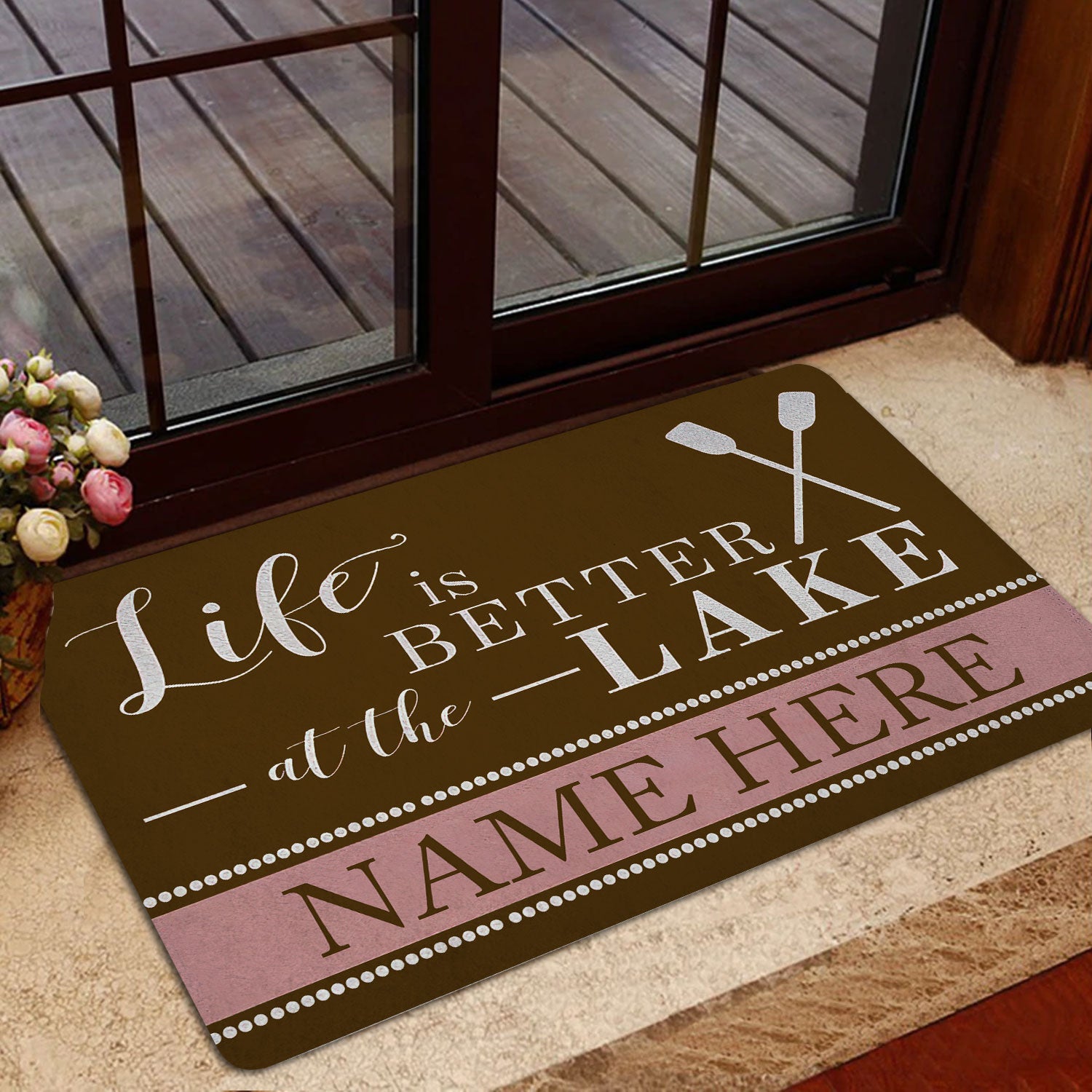 Ohaprints-Doormat-Outdoor-Indoor-Brown-Lake-House-Life-Custom-Personalized-Name-Rubber-Door-Mat-213-