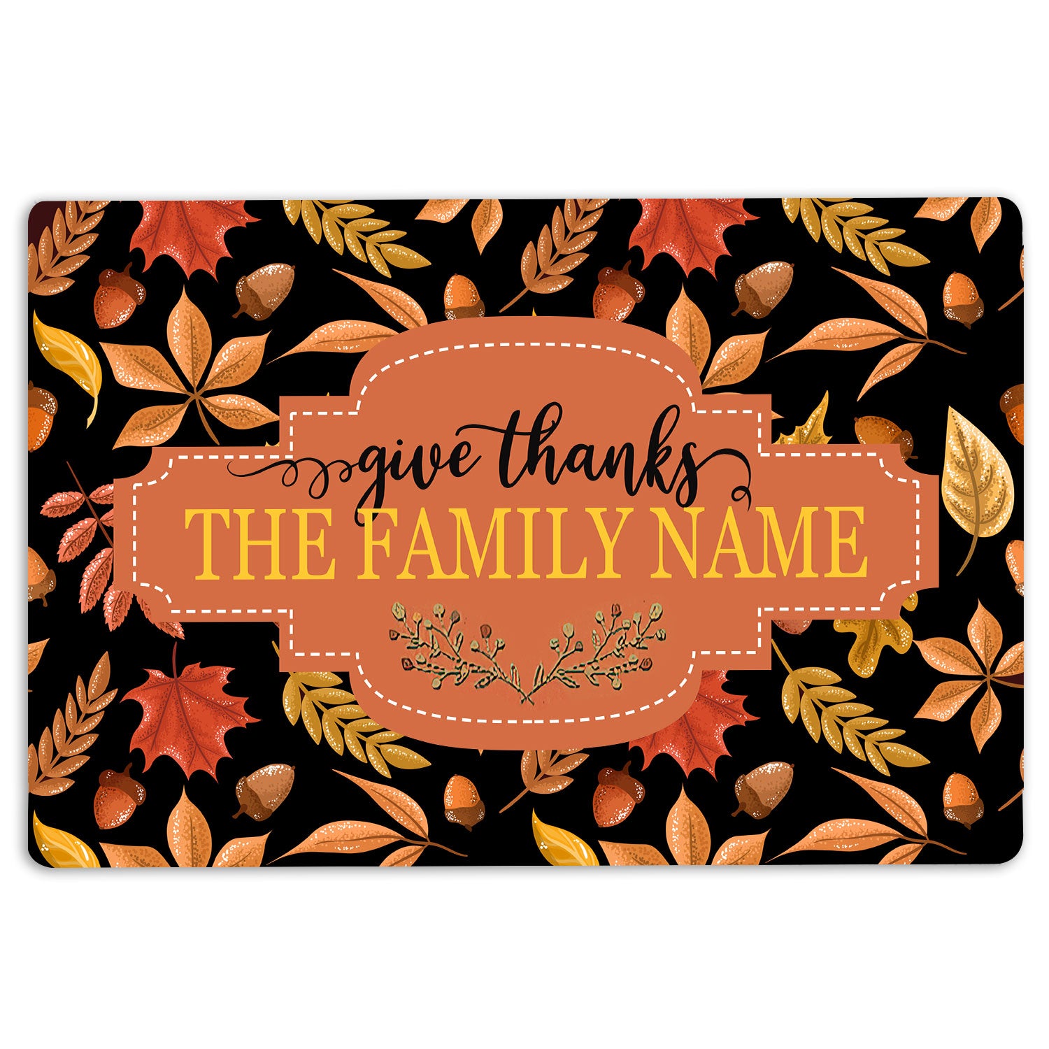 Ohaprints-Doormat-Outdoor-Indoor-Giving-Thanks-Family-Aumtumn-Leaves-Custom-Personalized-Name-Rubber-Door-Mat-497-18'' x 30''