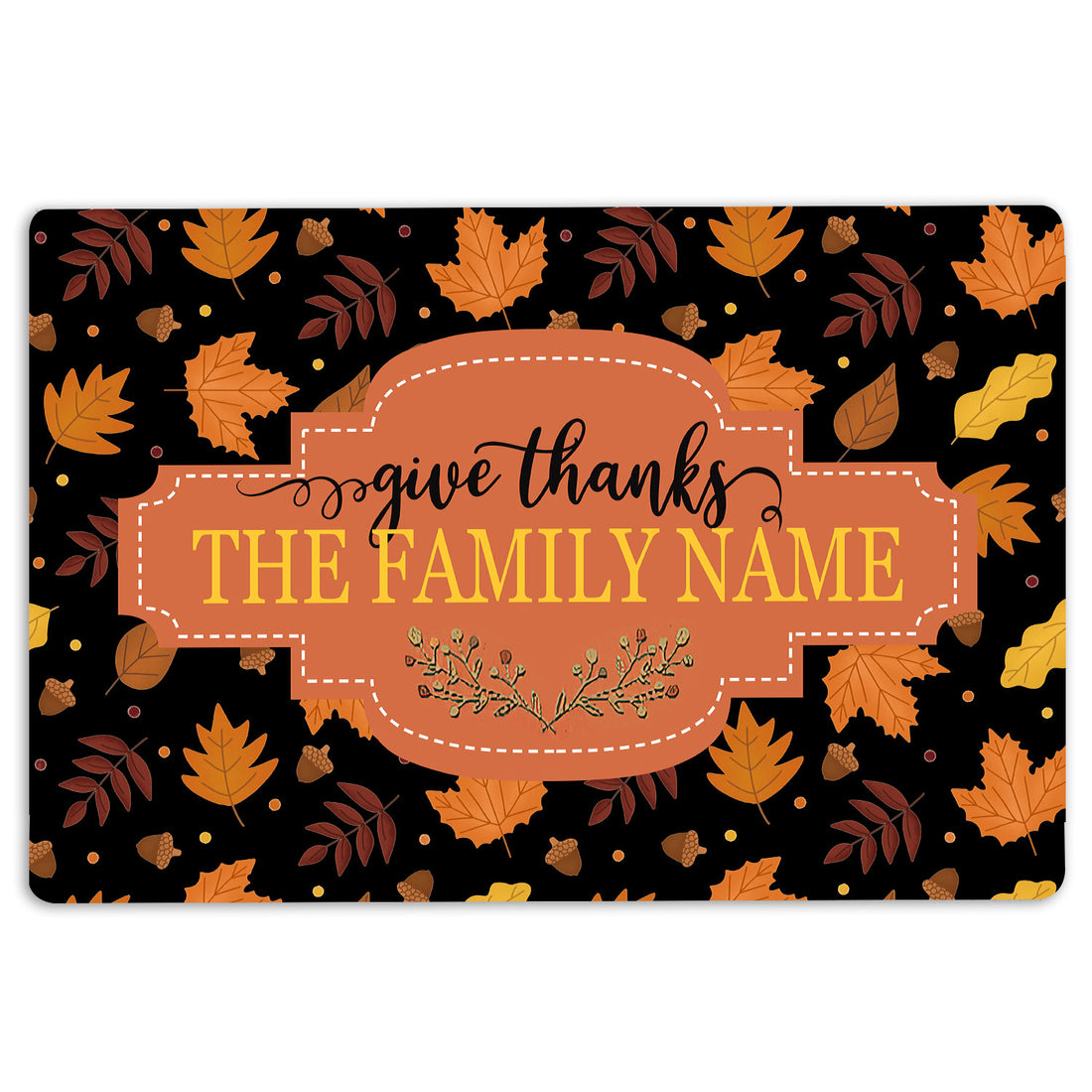 Ohaprints-Doormat-Outdoor-Indoor-Thanksgiving-Autumn-Leaves-Family-Custom-Personalized-Name-Rubber-Door-Mat-498-18'' x 30''