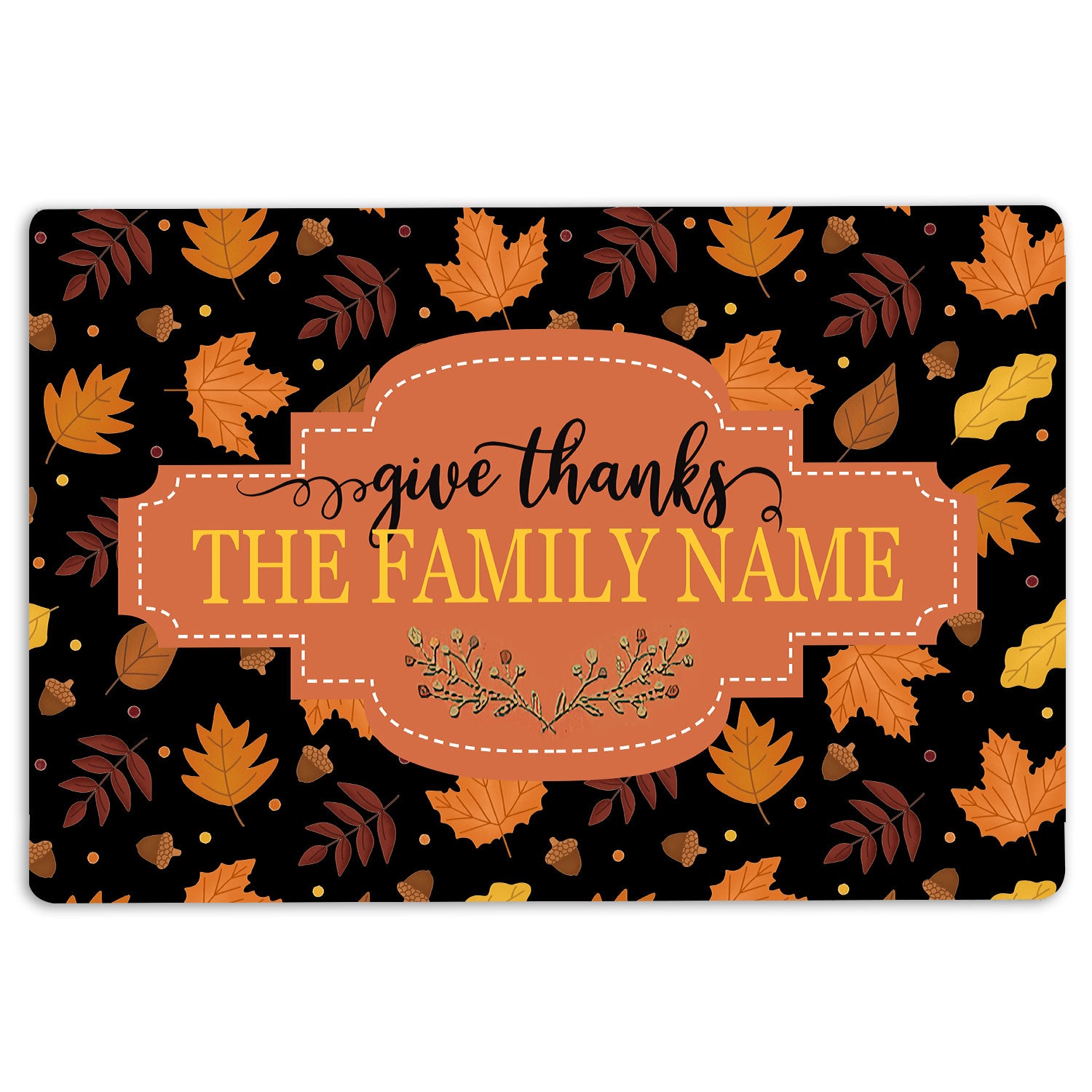 Ohaprints-Doormat-Outdoor-Indoor-Thanksgiving-Autumn-Leaves-Family-Custom-Personalized-Name-Rubber-Door-Mat-498-18'' x 30''