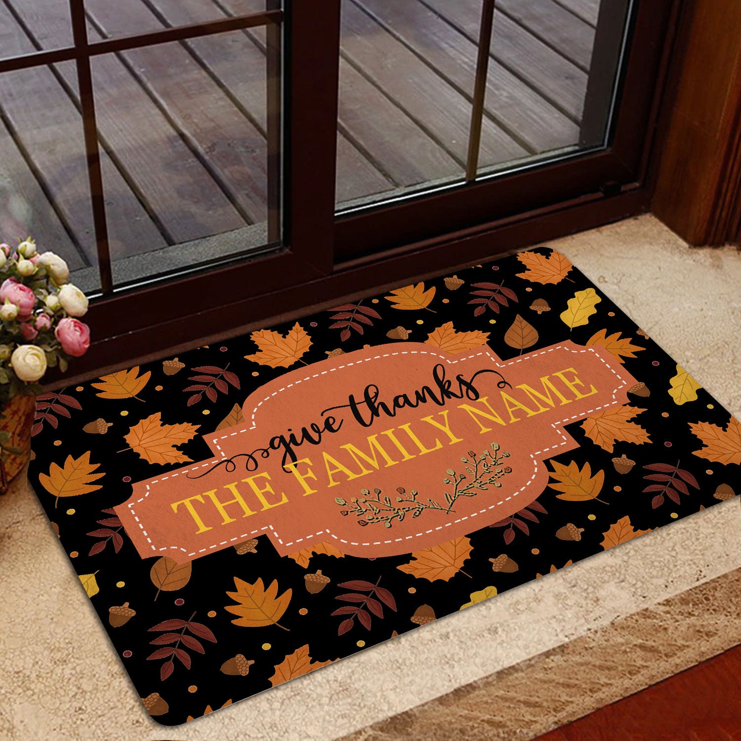 Ohaprints-Doormat-Outdoor-Indoor-Thanksgiving-Autumn-Leaves-Family-Custom-Personalized-Name-Rubber-Door-Mat-498-