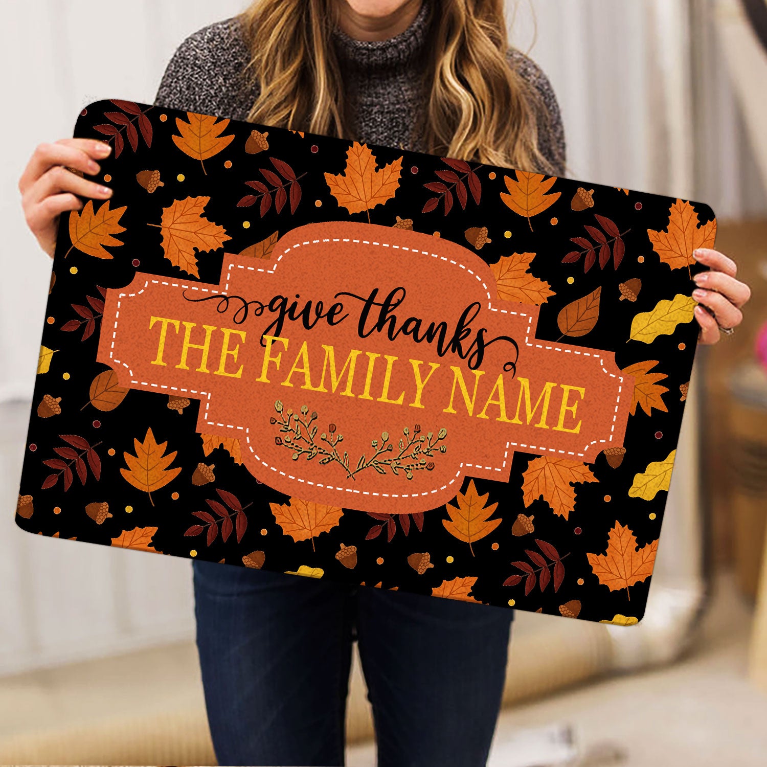 Ohaprints-Doormat-Outdoor-Indoor-Thanksgiving-Autumn-Leaves-Family-Custom-Personalized-Name-Rubber-Door-Mat-498-