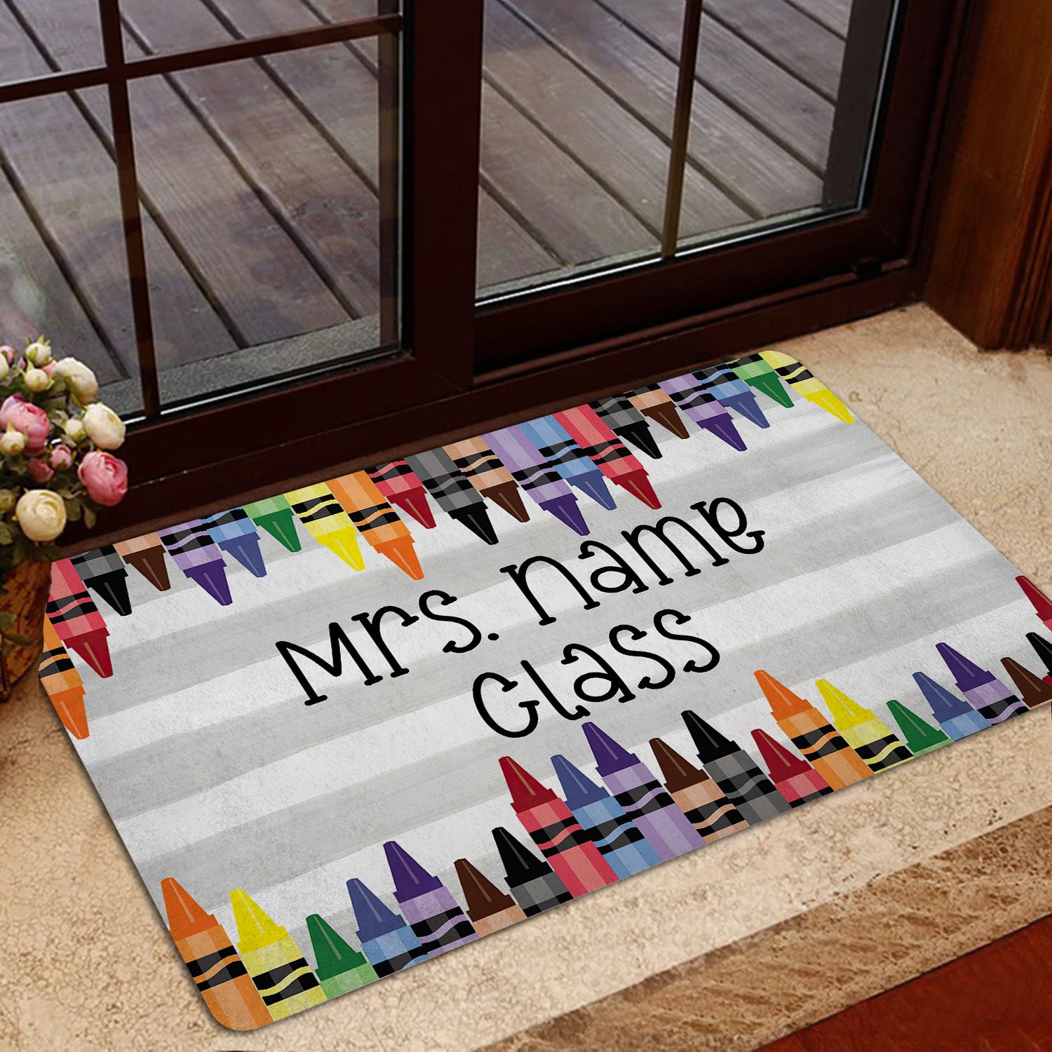 Ohaprints-Doormat-Outdoor-Indoor-Crayon-Welcome-To-My-Classroom-Custom-Personalized-Name-Rubber-Door-Mat-505-