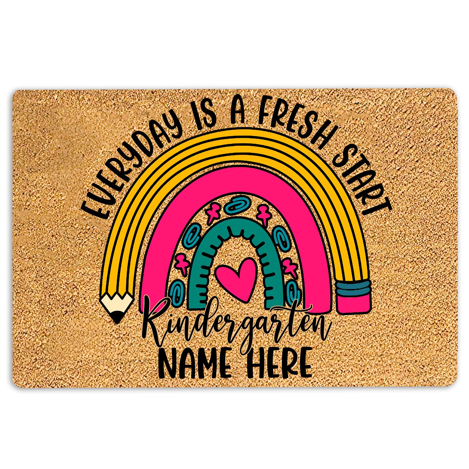 Ohaprints-Doormat-Outdoor-Indoor-Kindergarten-Everyday-Is-A-Fresh-Start-Custom-Personalized-Name-Rubber-Door-Mat-506-18'' x 30''