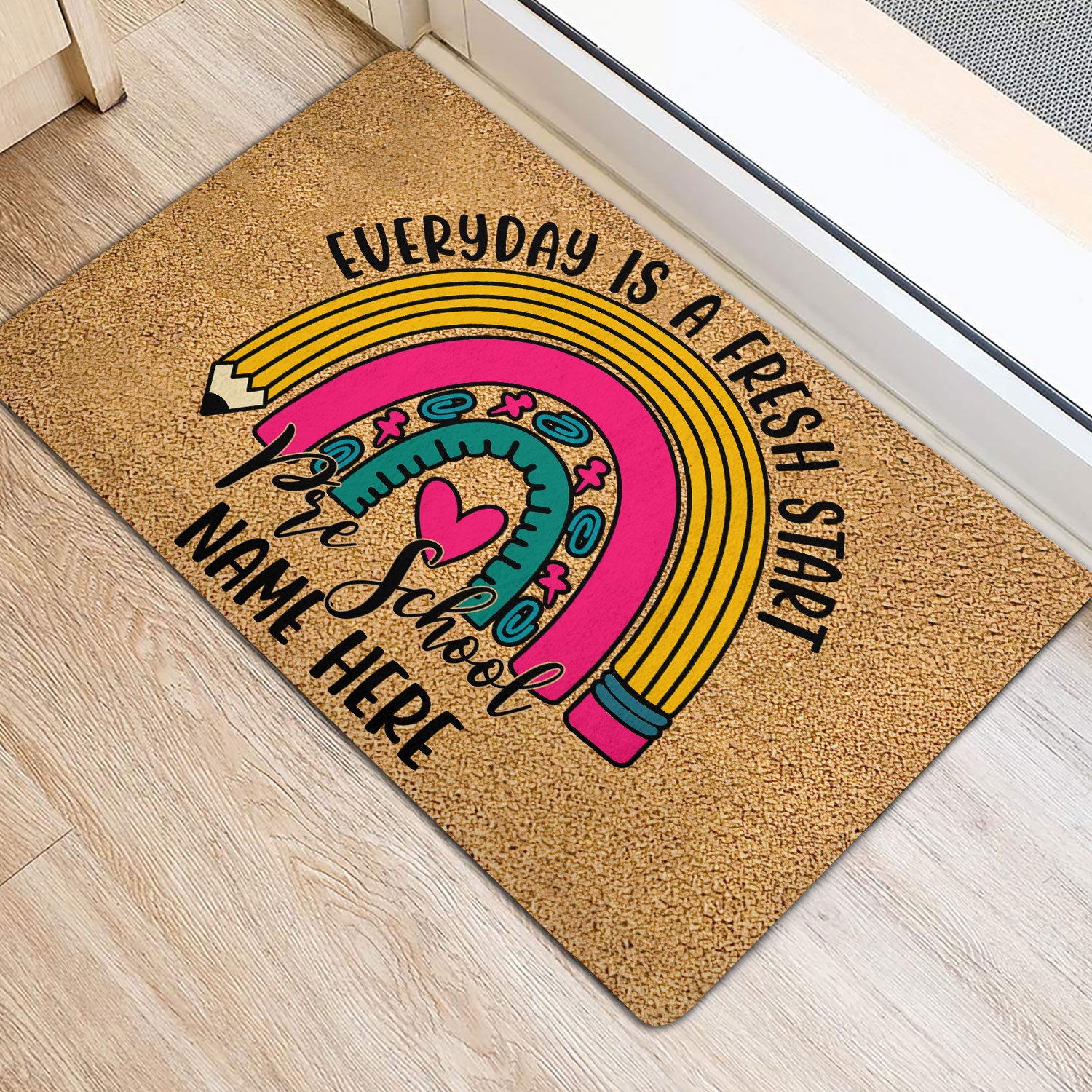 Ohaprints-Doormat-Outdoor-Indoor-Pre-School-Everyday-Is-A-Fresh-Start-Custom-Personalized-Name-Rubber-Door-Mat-507-