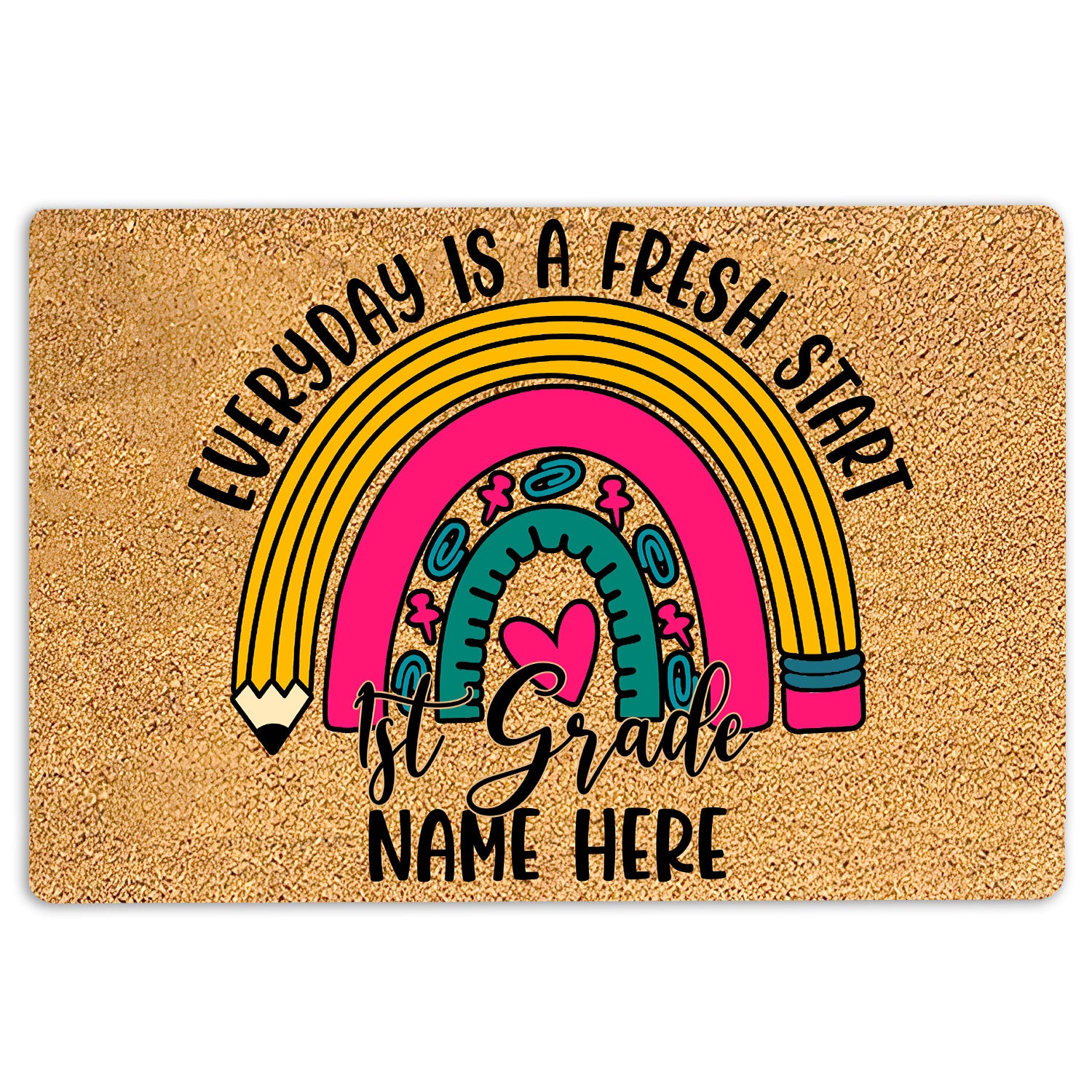 Ohaprints-Doormat-Outdoor-Indoor-1St-Grade-Everyday-Is-A-Fresh-Start-Custom-Personalized-Name-Rubber-Door-Mat-509-18'' x 30''