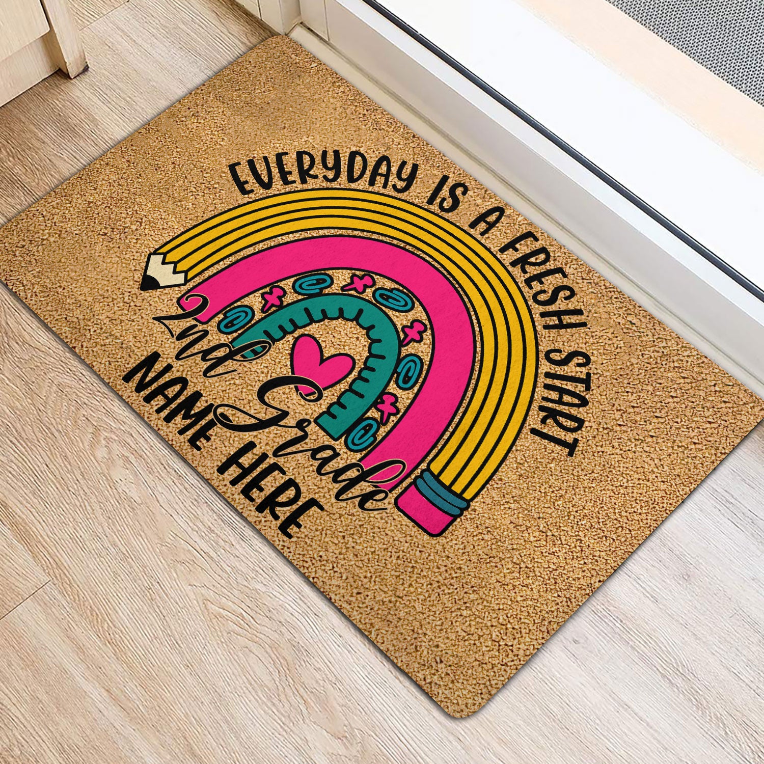 Ohaprints-Doormat-Outdoor-Indoor-2Nd-Grade-Everyday-Is-A-Fresh-Start-Custom-Personalized-Name-Rubber-Door-Mat-510-