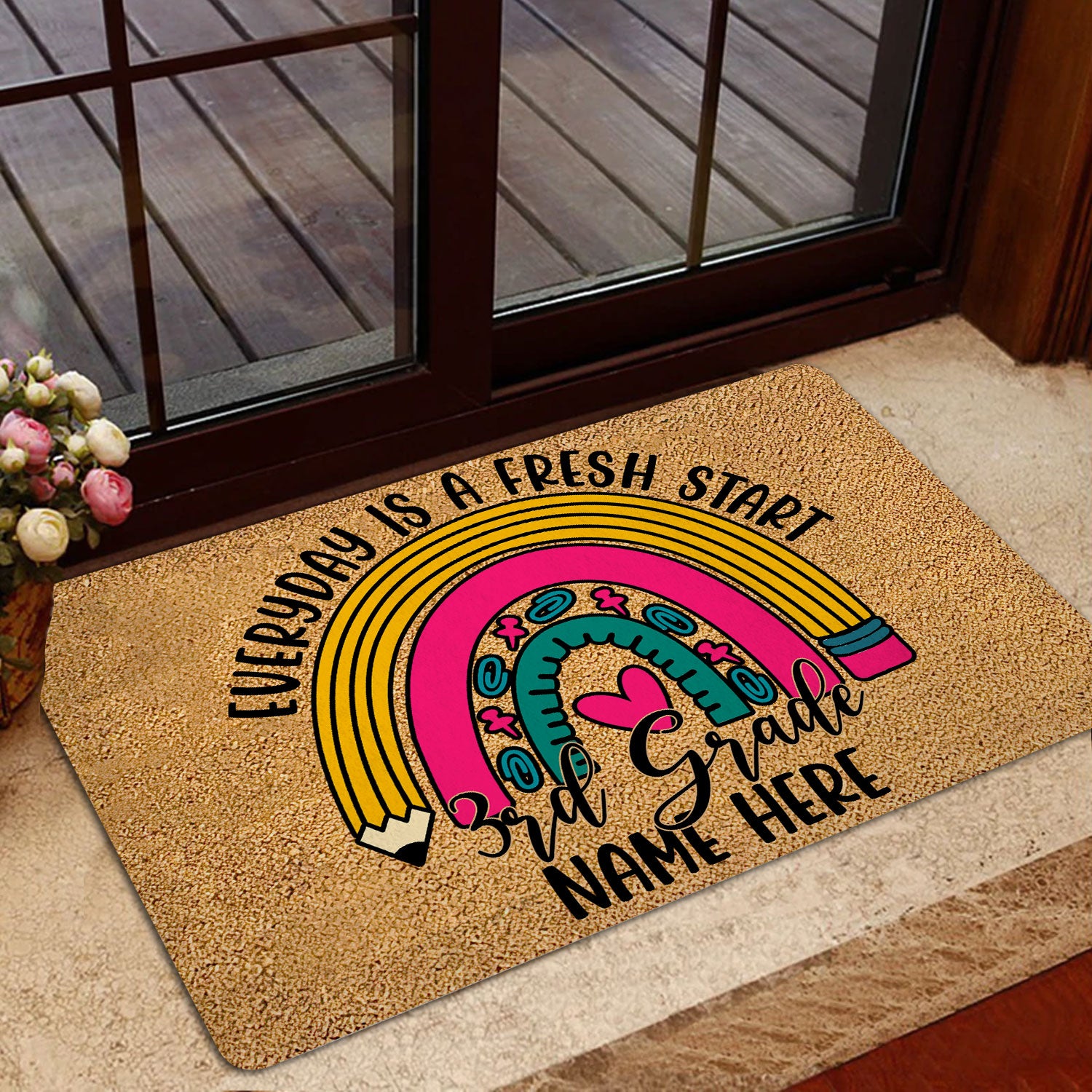 Ohaprints-Doormat-Outdoor-Indoor-3Rd-Grade-Everyday-Is-A-Fresh-Start-Custom-Personalized-Name-Rubber-Door-Mat-511-