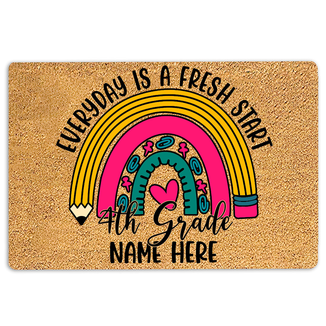 Ohaprints-Doormat-Outdoor-Indoor-4Th-Grade-Everyday-Is-A-Fresh-Start-Custom-Personalized-Name-Rubber-Door-Mat-512-18'' x 30''