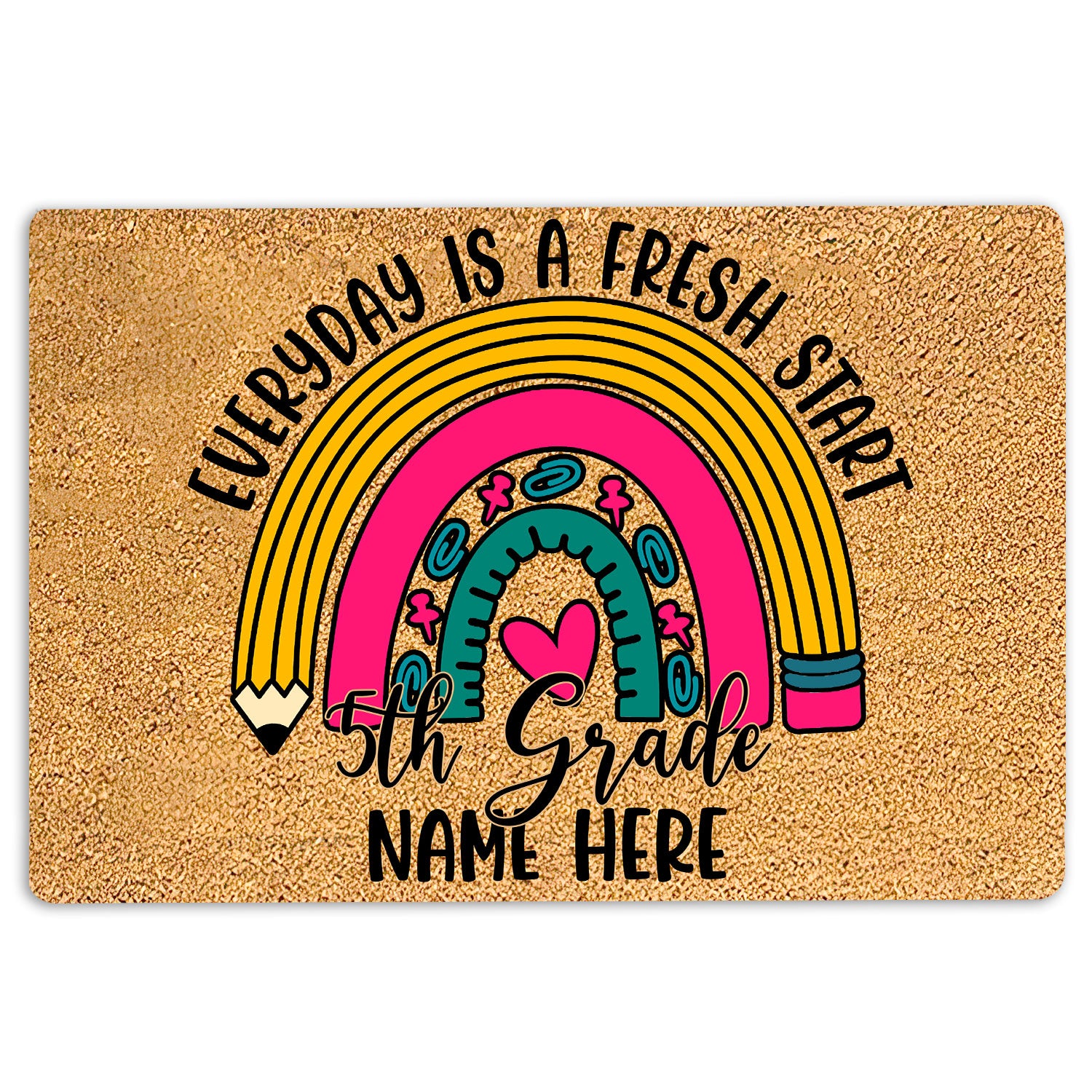 Ohaprints-Doormat-Outdoor-Indoor-5Th-Grade-Everyday-Is-A-Fresh-Start-Custom-Personalized-Name-Rubber-Door-Mat-513-18'' x 30''