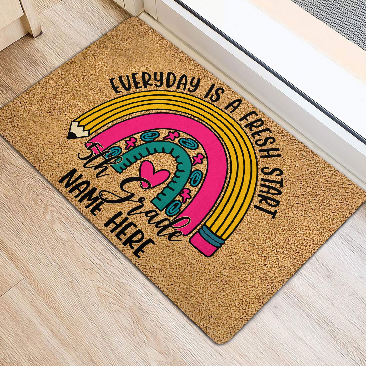 Ohaprints-Doormat-Outdoor-Indoor-5Th-Grade-Everyday-Is-A-Fresh-Start-Custom-Personalized-Name-Rubber-Door-Mat-513-